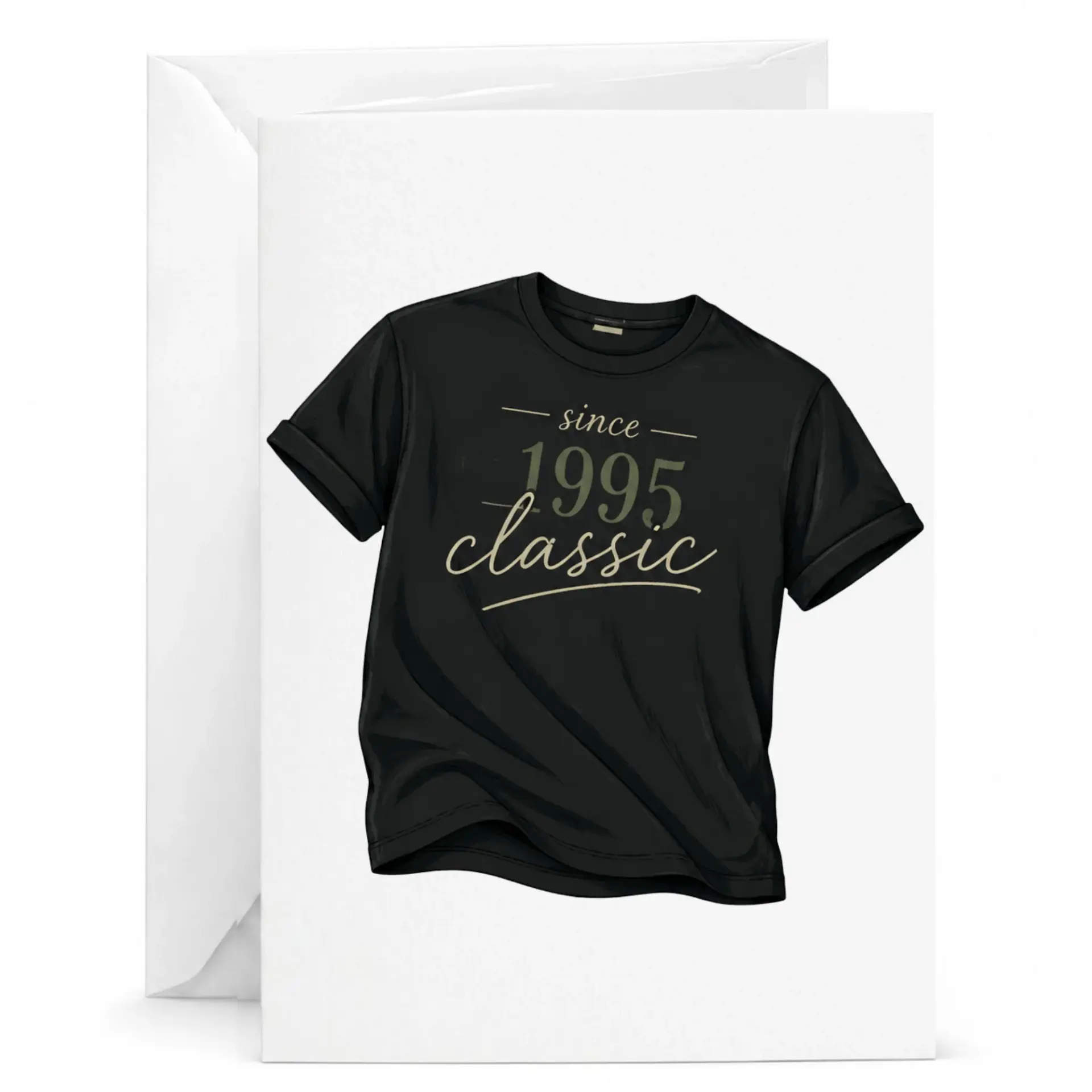 Birthday Greeting Card Classic Since 1995 Graphic Print Design Premium Heavyweight Cardstock with Matching White Envelope