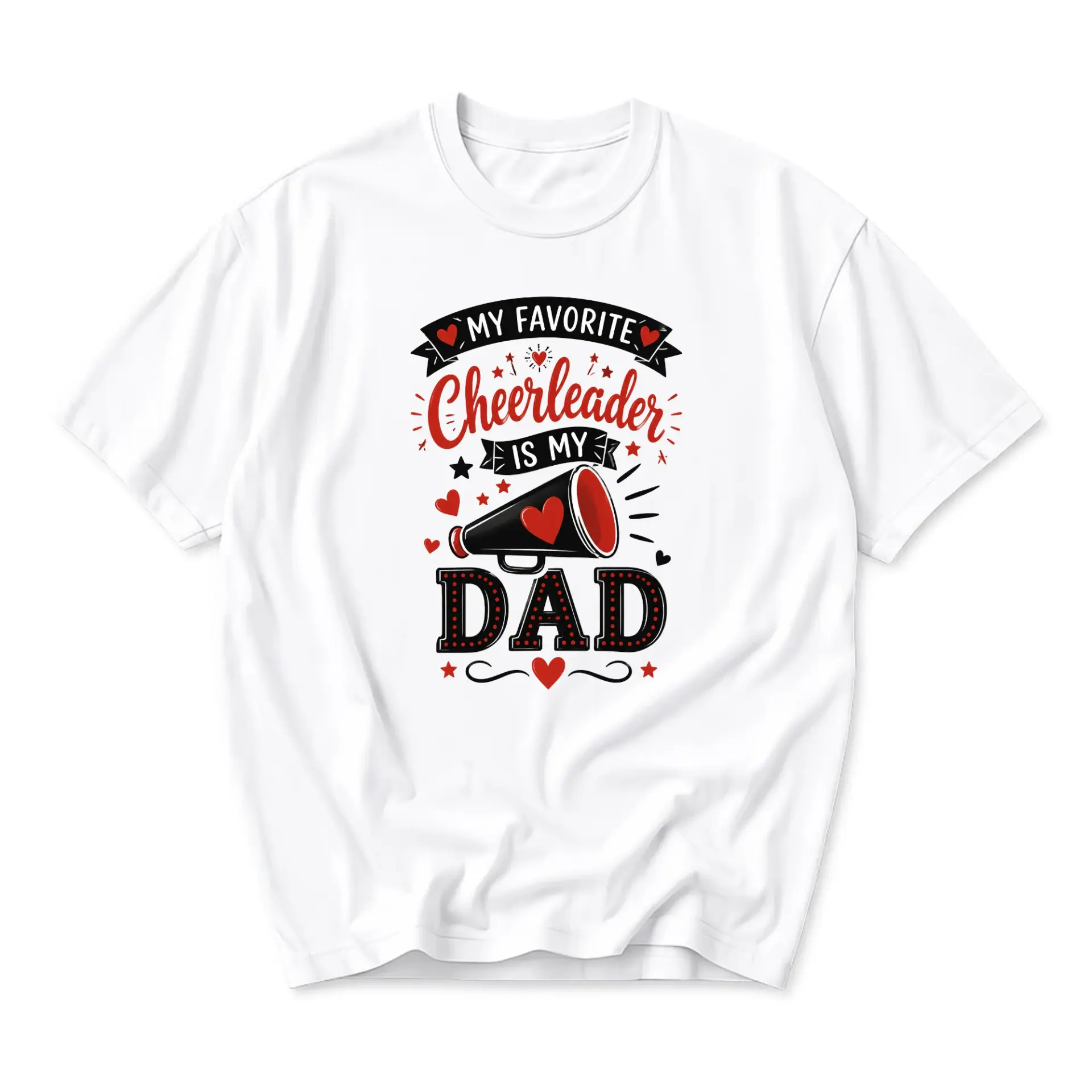 Funny Shirt My Favorite Cheerleader Is My Dad Graphic Tee Casual Cotton Blend Apparel for Supportive Parents