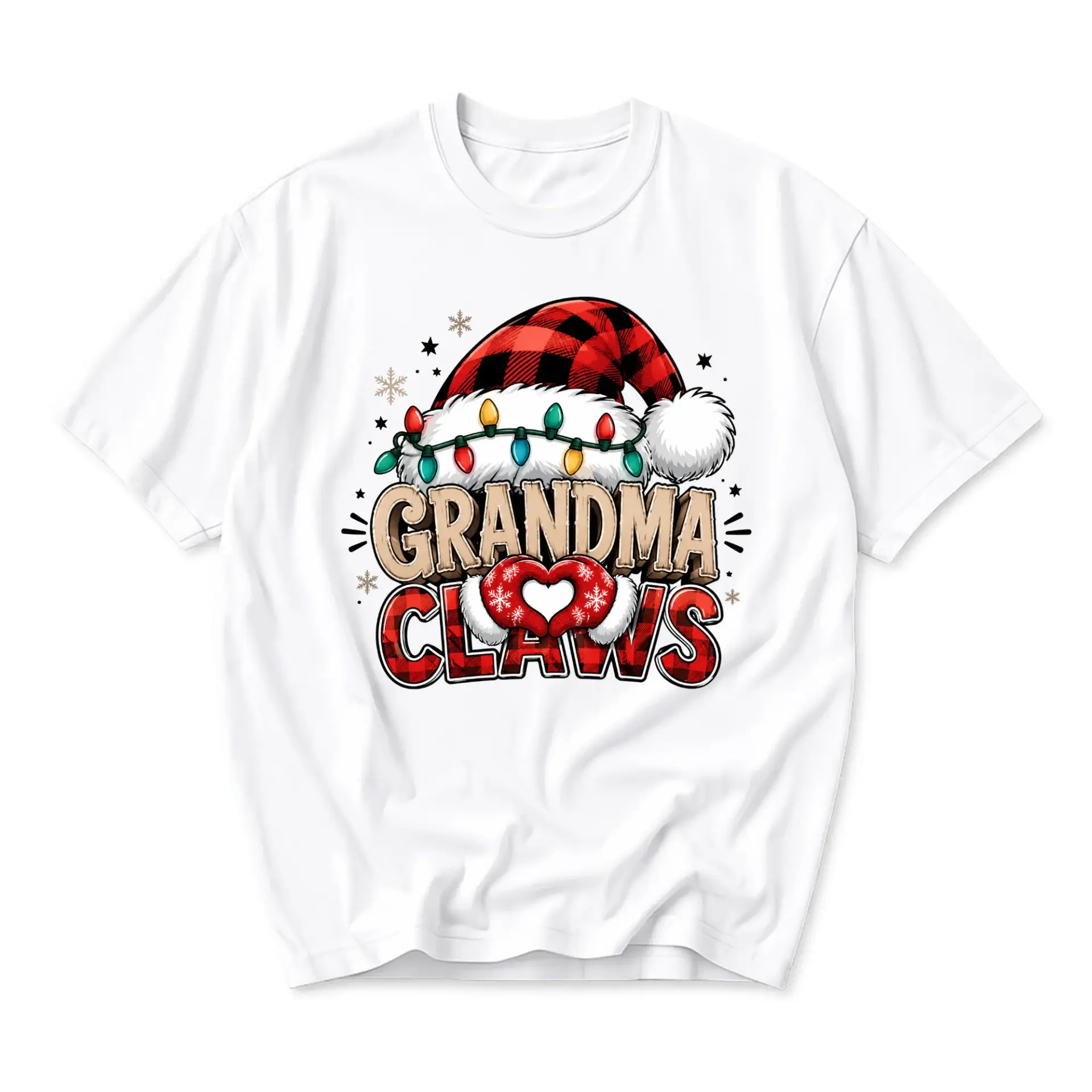 Graphic Tee Grandma Claws Christmas Santa Hat Holiday Season Gift Unisex