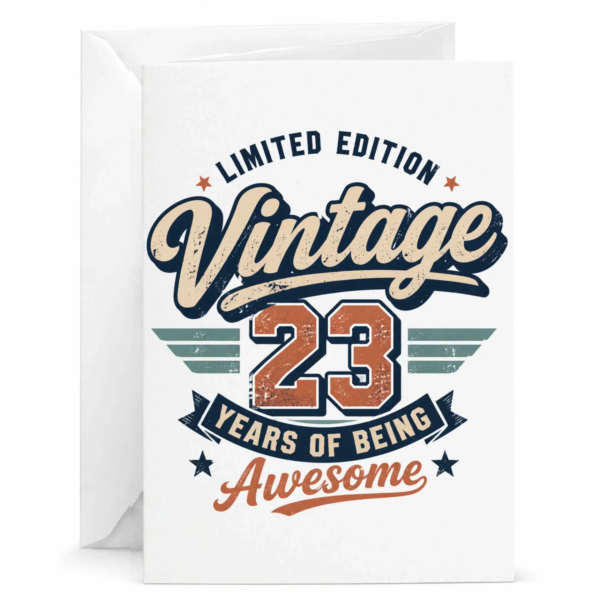 Birthday Card 23rd Birthday Gift Vintage Limited Edition 23 Years of Being Awesome Greeting Card for Milestone Age