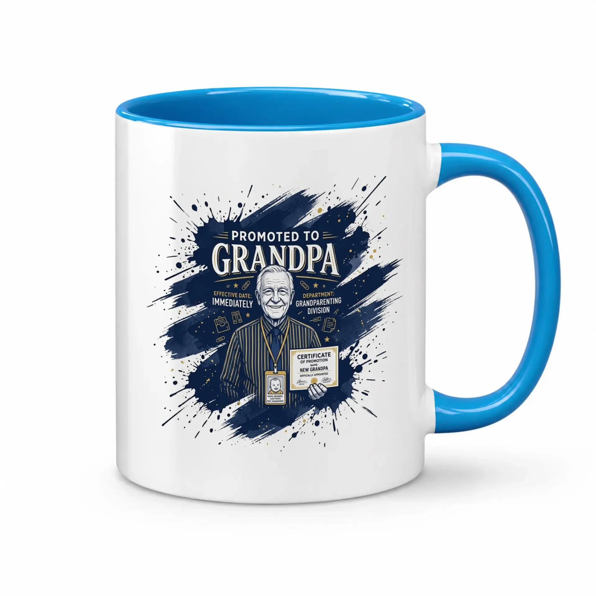 Funny Promoted to Grandpa Coffee Mug for Men Professional Achievement Design Ceramic Drinkware New Grandfather Gift