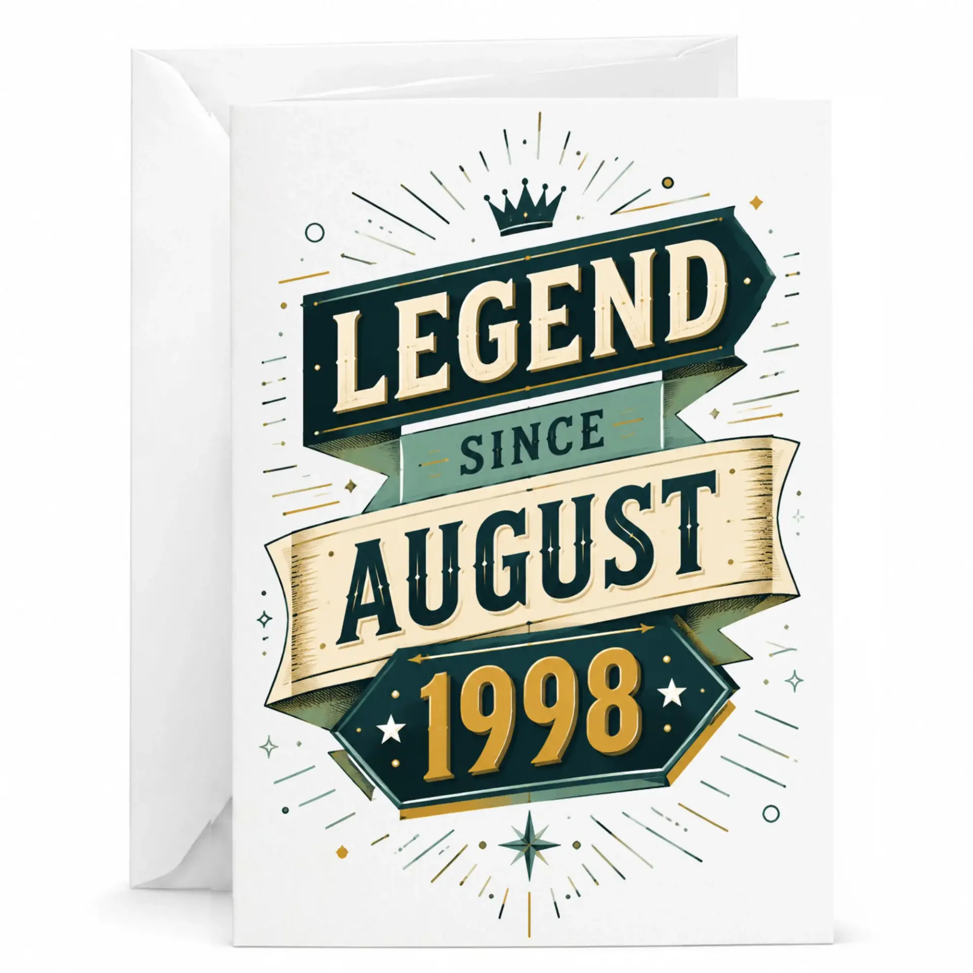 Birthday Card Legend Since August 1998 Vintage Style Greeting Card for Milestone Celebrations and Birth Anniversary