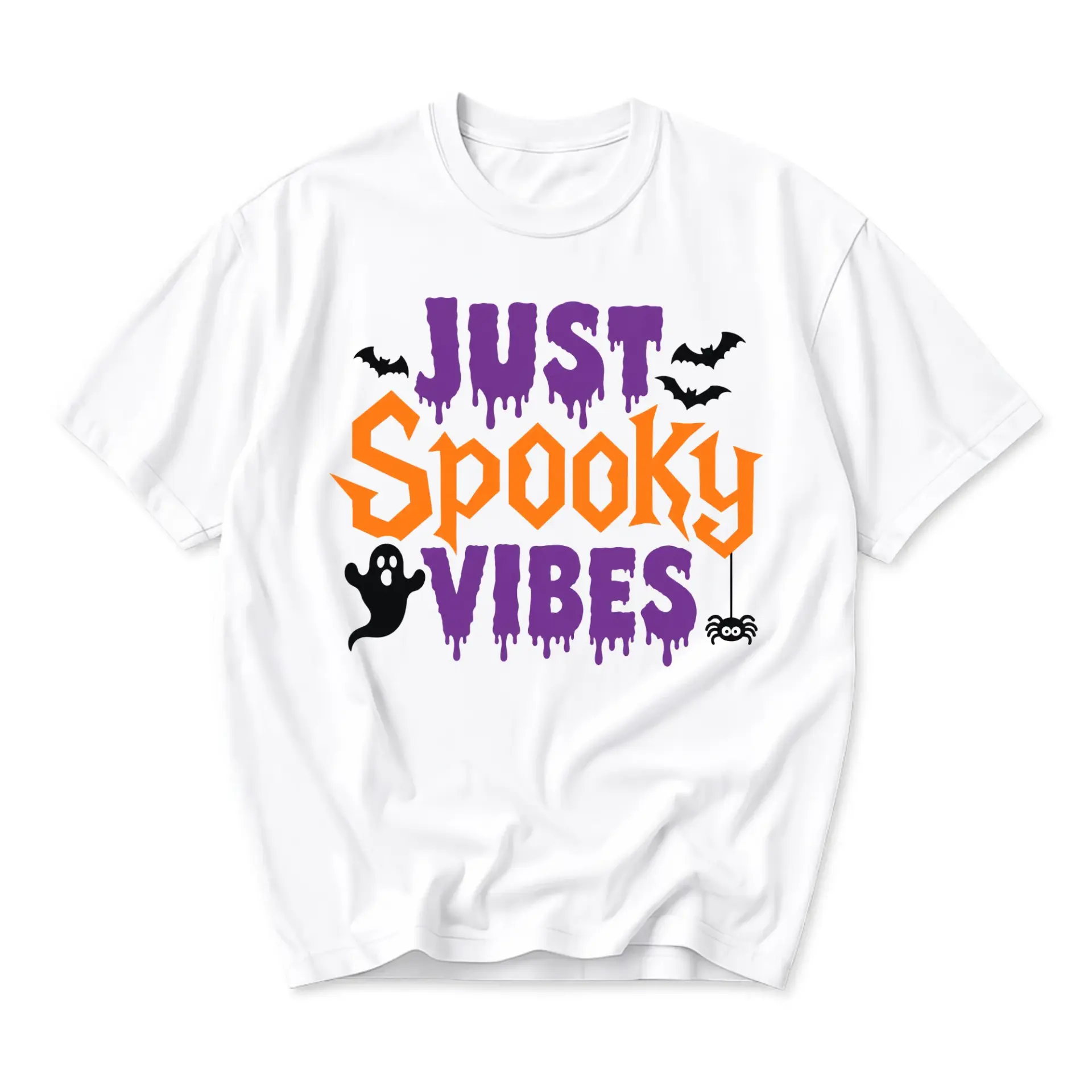 Funny Shirt Just Spooky Vibes Halloween Graphic Tee Unisex Casual Apparel for Autumn Season and Holiday Celebration