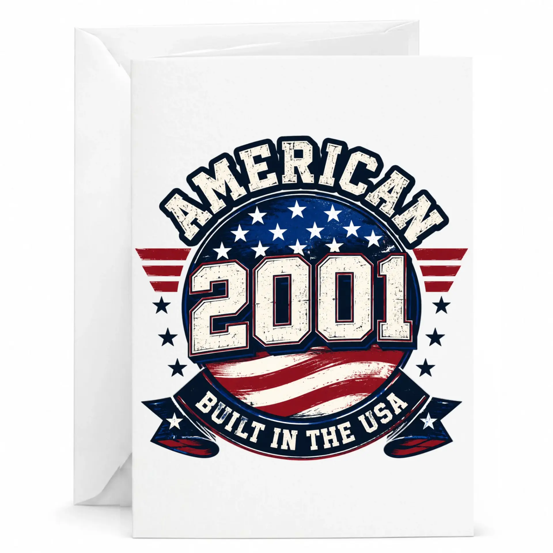 Birthday Card American 2001 Built in the Usa Vintage Style Printed Greeting Card for Milestone Celebration