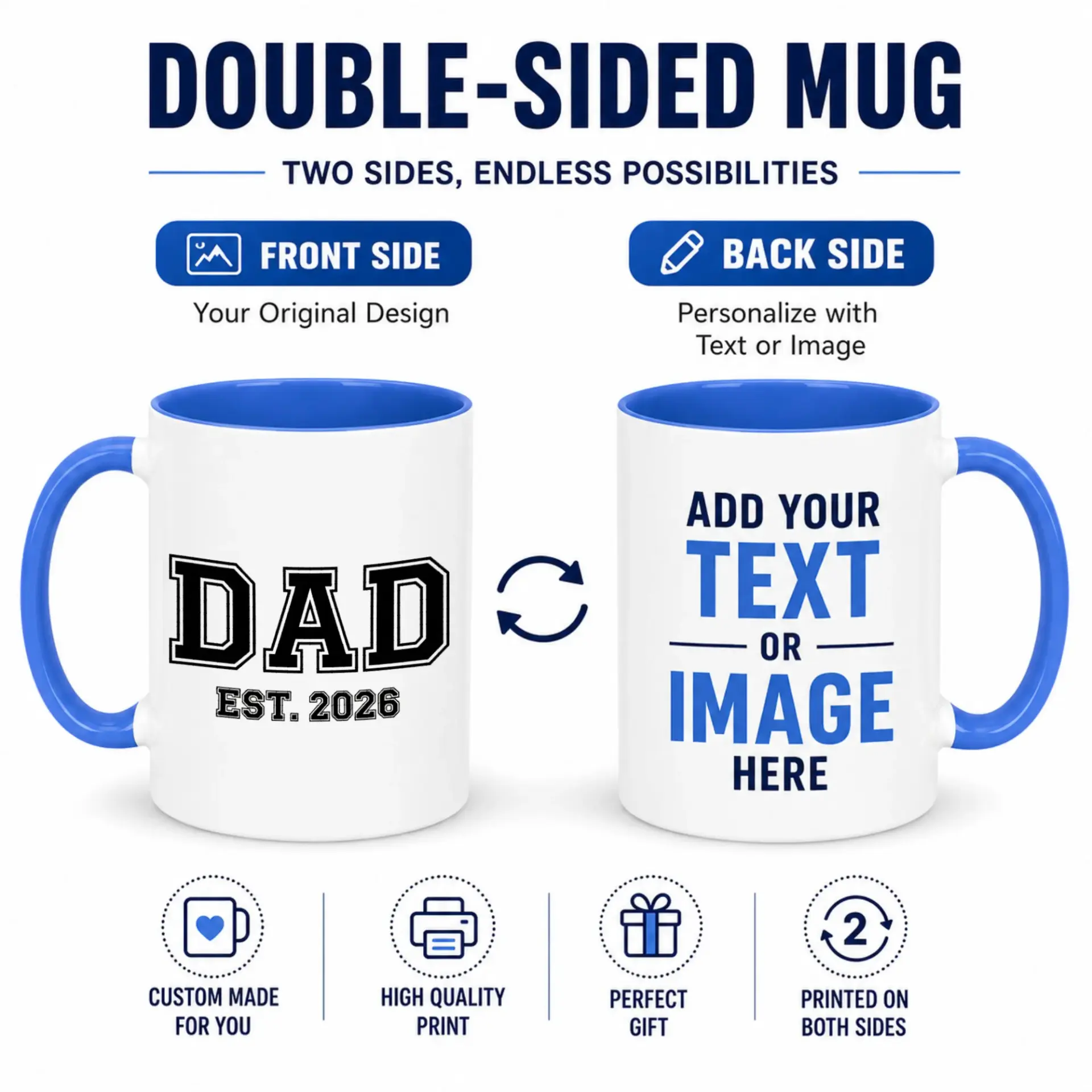 New Dad Est 2026 Ceramic Coffee Mug Future Father Pregnancy Announcement Gift for Expecting Dads with Pink Interior and Handle