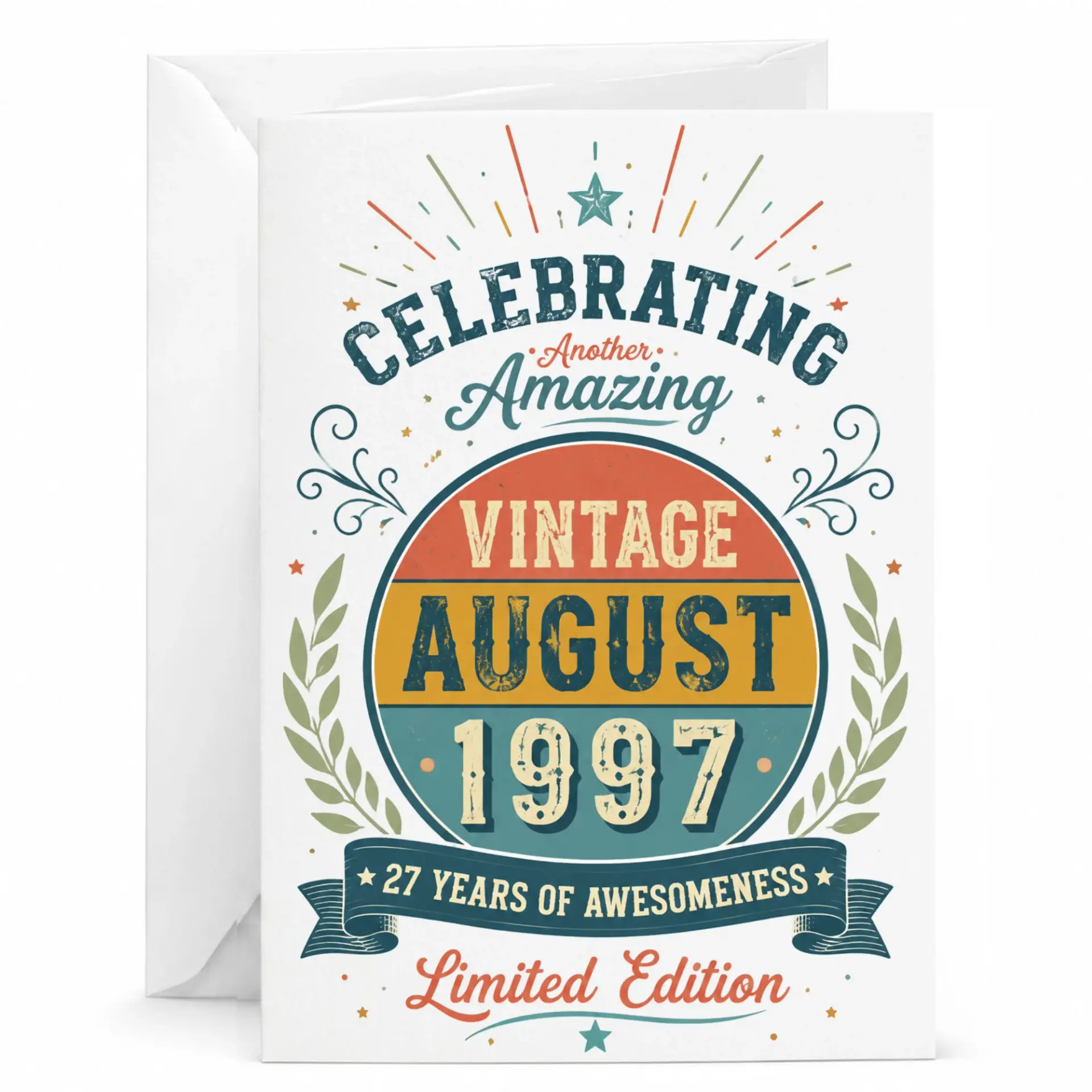 Birthday Card Celebrating Another Amazing Vintage August 1997 27 Years of Awesomeness Limited Edition Greeting Card