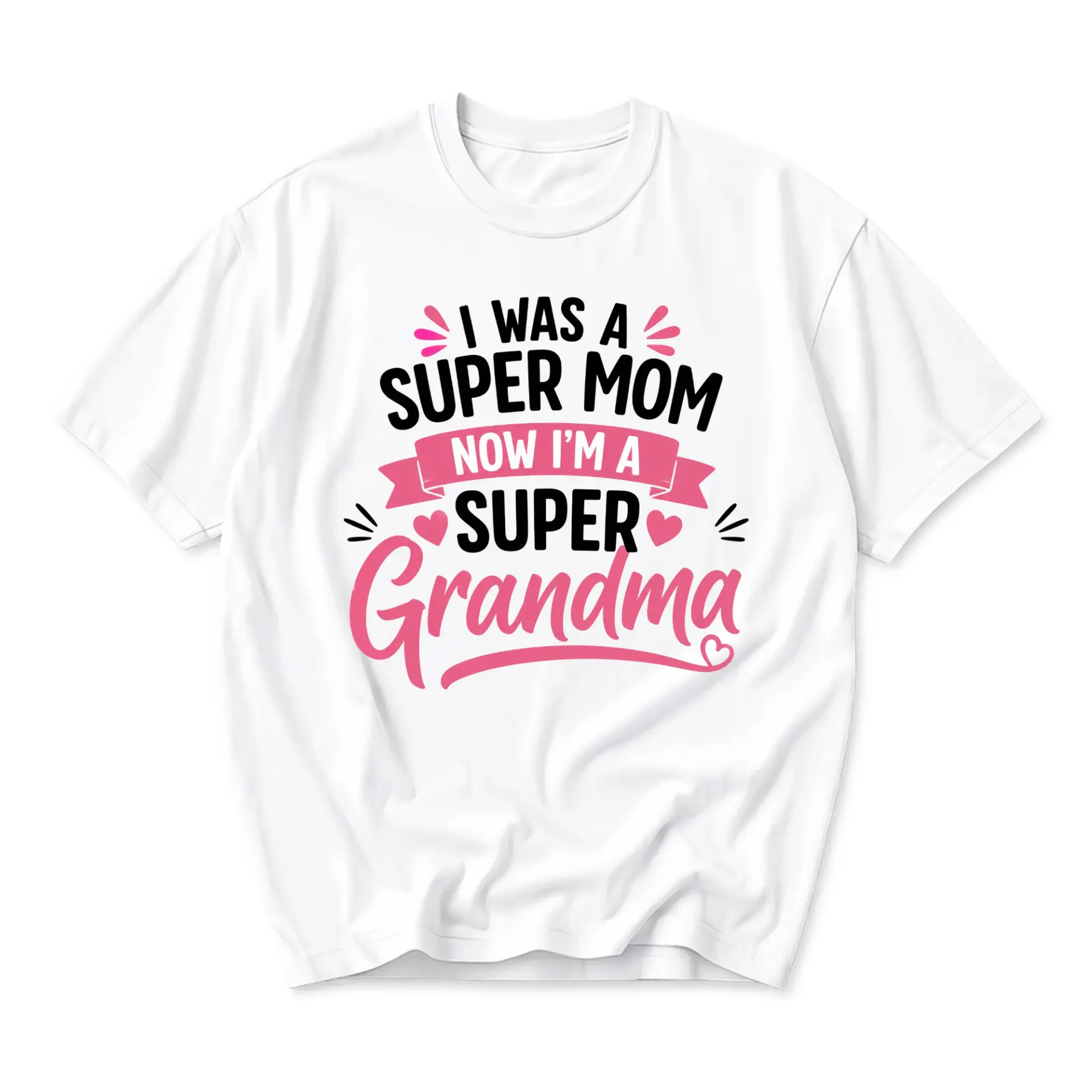Funny Shirt I Was a Now I Am a Super Grandma Graphic Tee Unisex Crew Neck