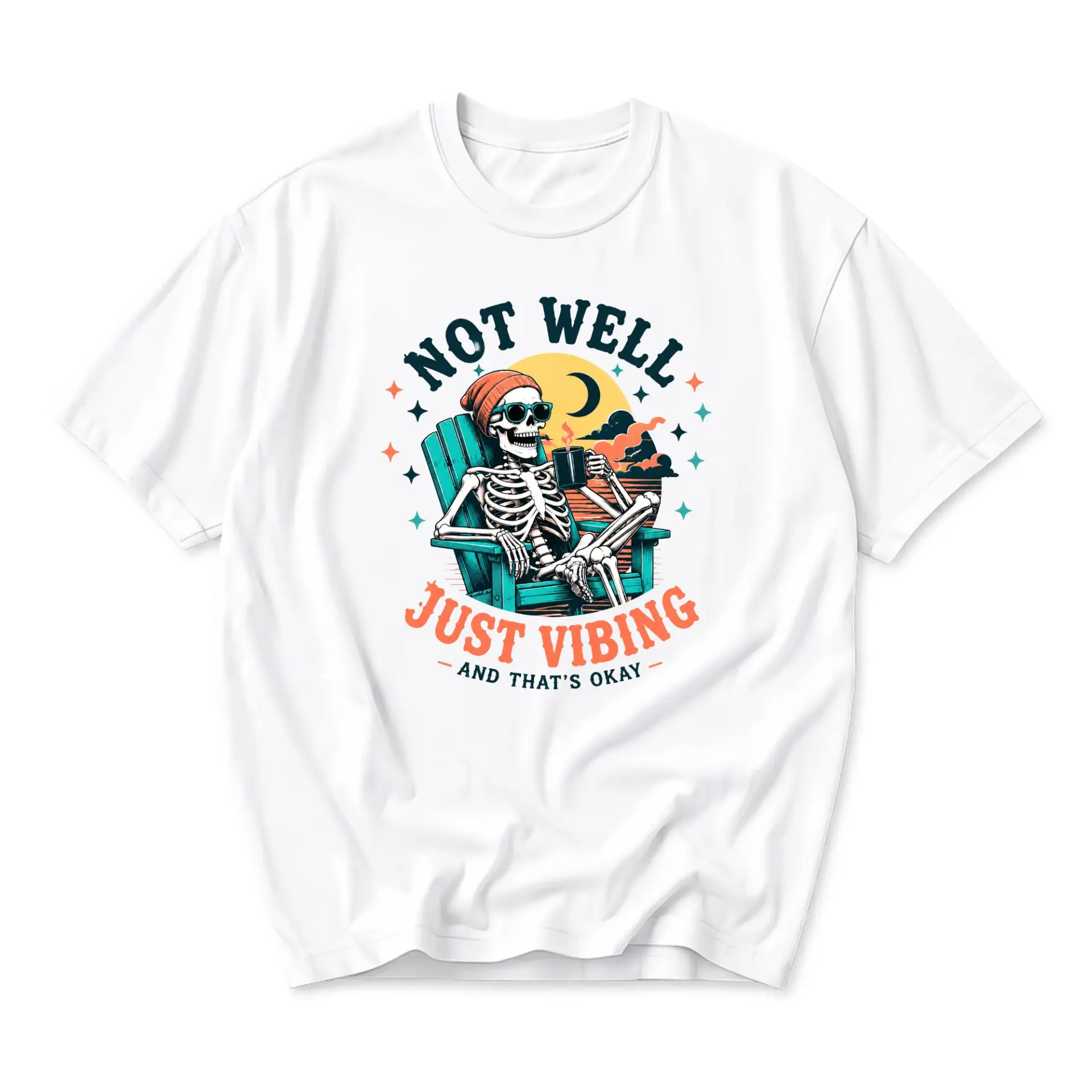 Funny Shirt Unisex Graphic Printed T-Shirt Featuring a Relaxed Skeleton Vibe Design for Casual Daily Wear and Outfits