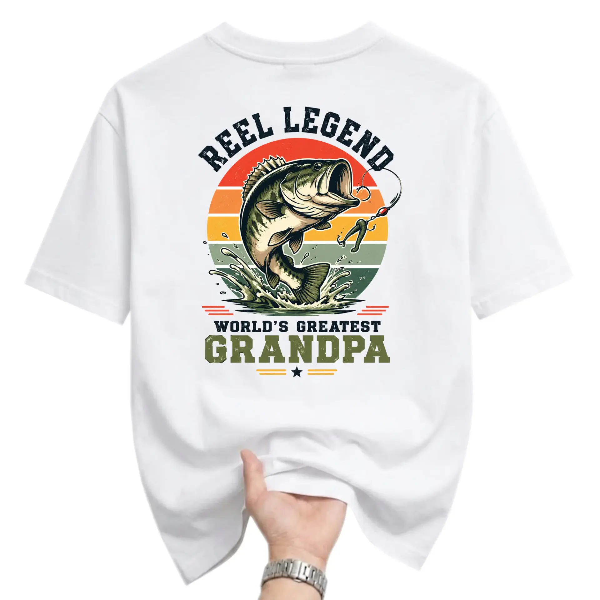 Funny Shirt Reel Legend World's Greatest Grandpa Fishing Graphic Tee for Outdoor Enthusiasts and Casual Everyday Wear