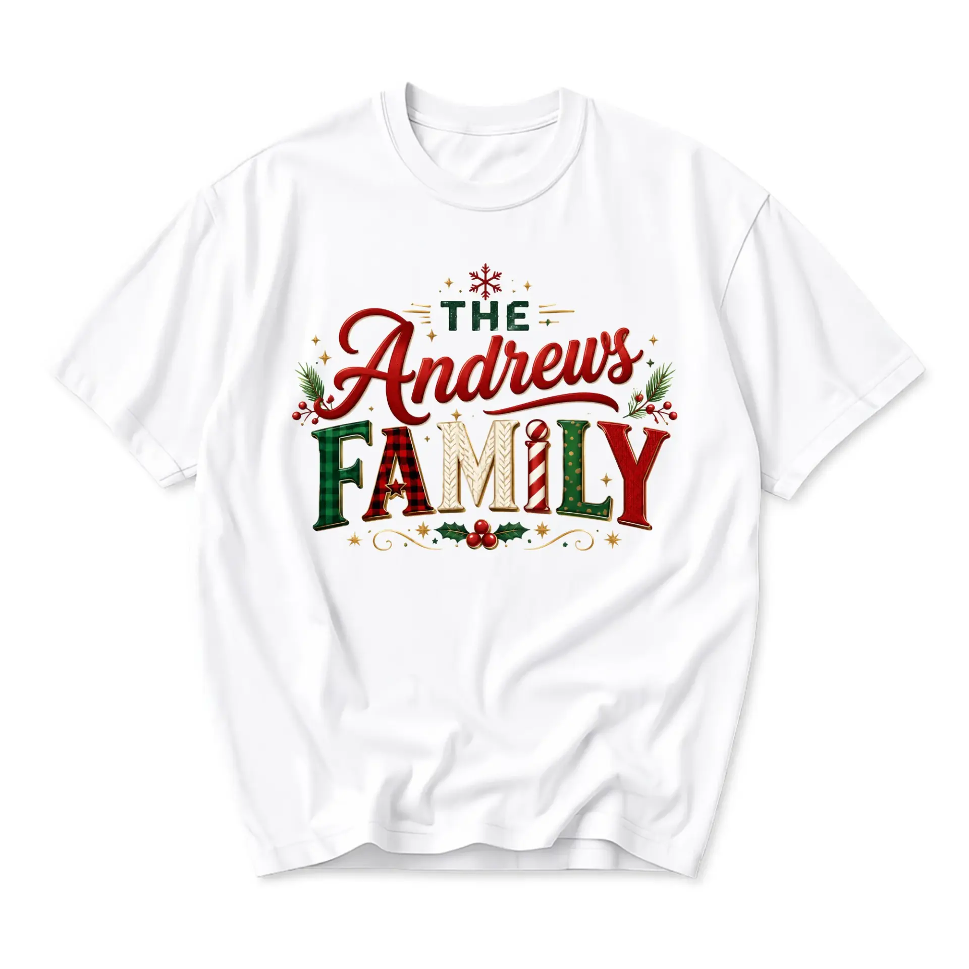 Graphic Tee the Andrews Family Christmas Holiday Personalized Style Print