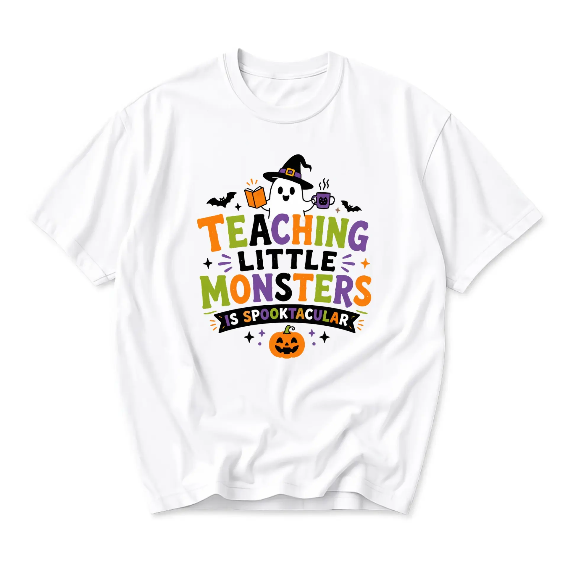 Graphic Tee Unisex Crew Neck Shirt Teaching Little Monsters Is Spooktacular Halloween Design Apparel for Educators