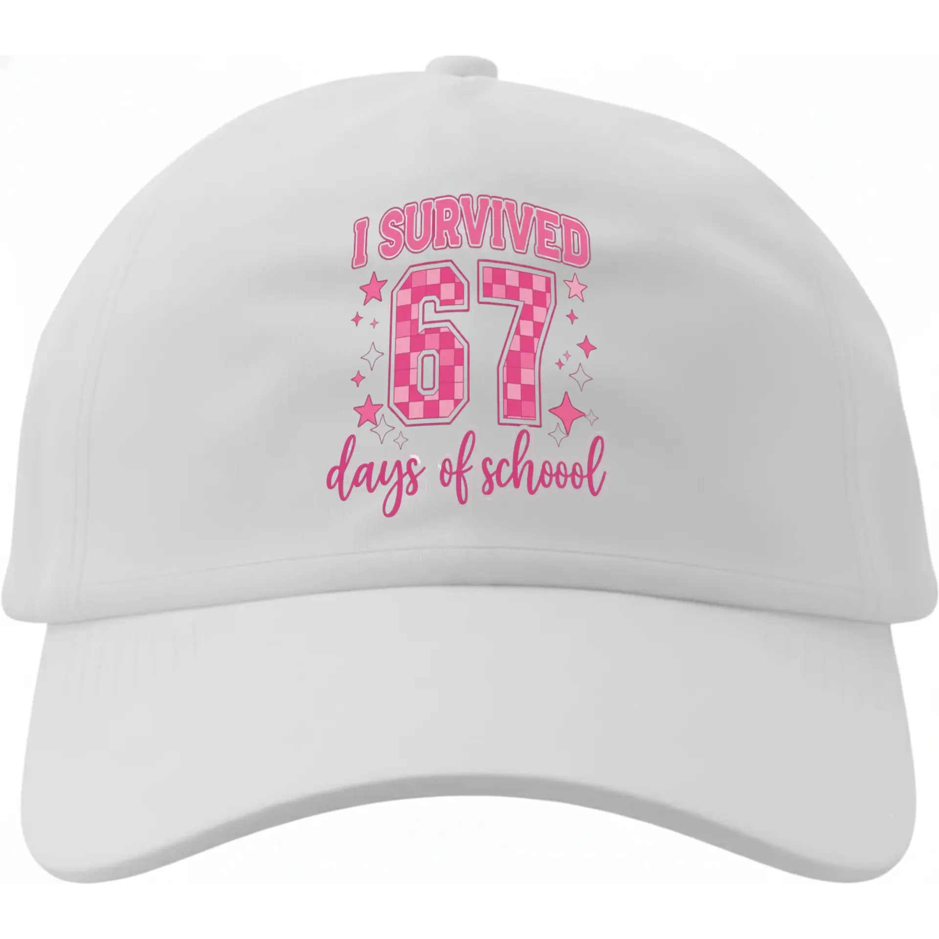 Baseball Cap I Survived 67 Days of School Funny Graphic Hat Adjustable Cotton Unisex Low Profile Dad Hat White