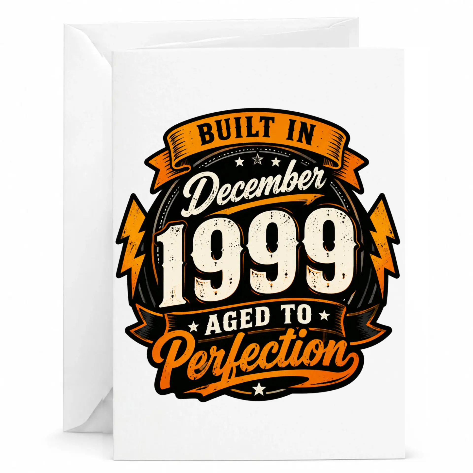 Greeting Card Built in December 1999 Aged to Perfection Vintage Style Design for Milestone Birthday Celebration