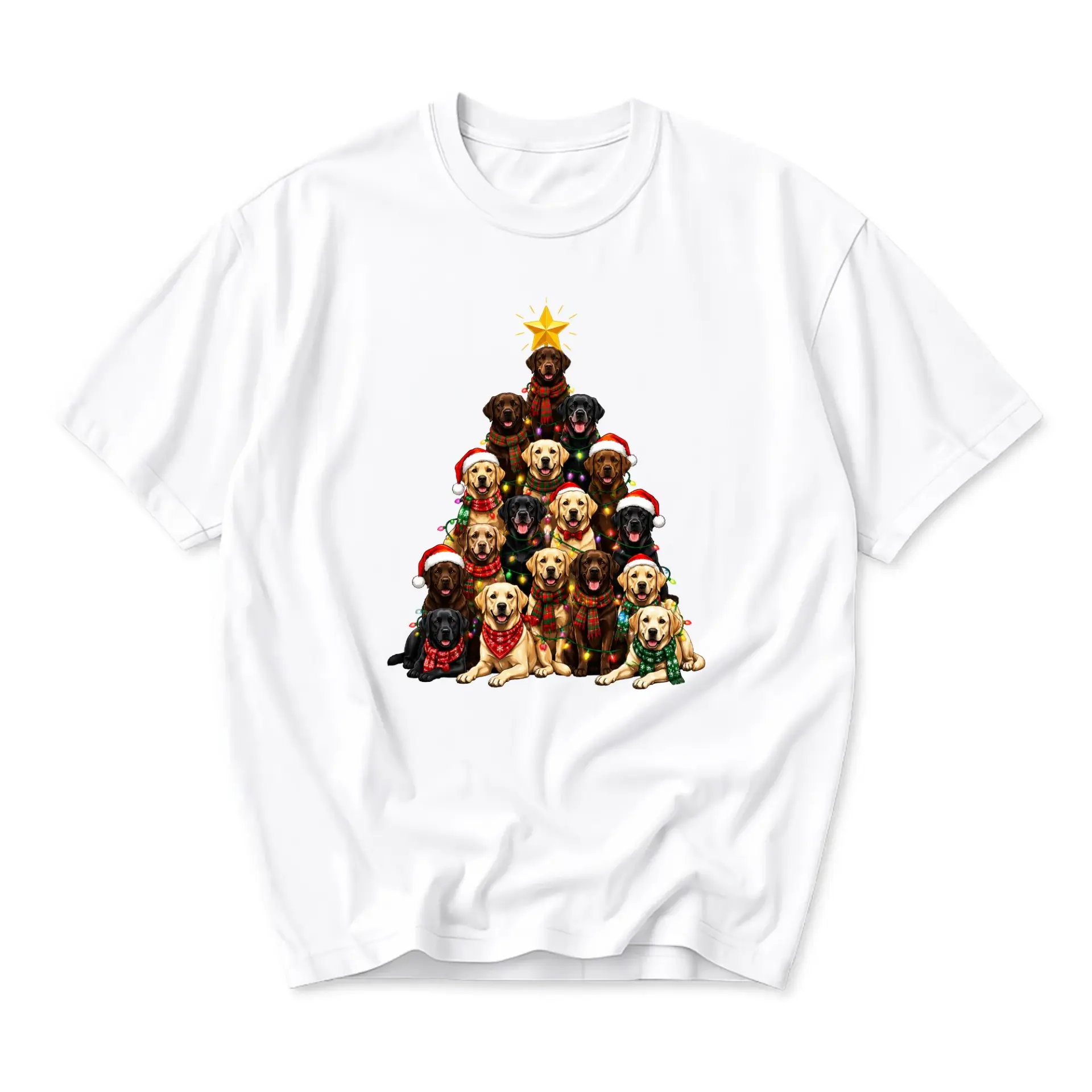 Graphic Tee Christmas Tree Labrador Retriever Dog Shirt Cute Holiday