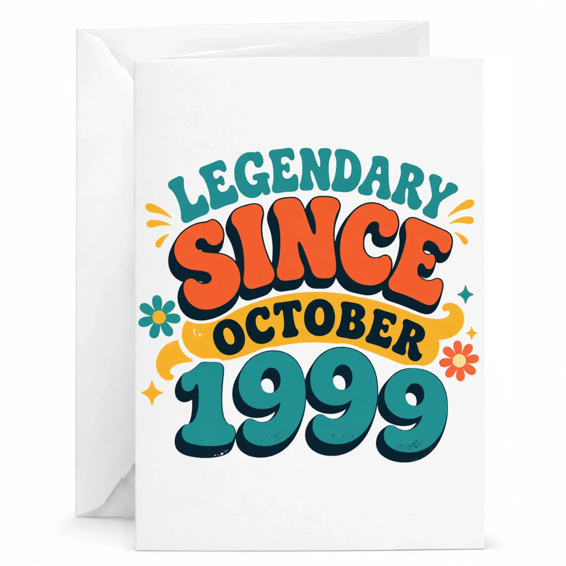 Birthday Card Legendary Since October 1999 Vintage Retro Style Greeting Card with Matching White Envelope Included
