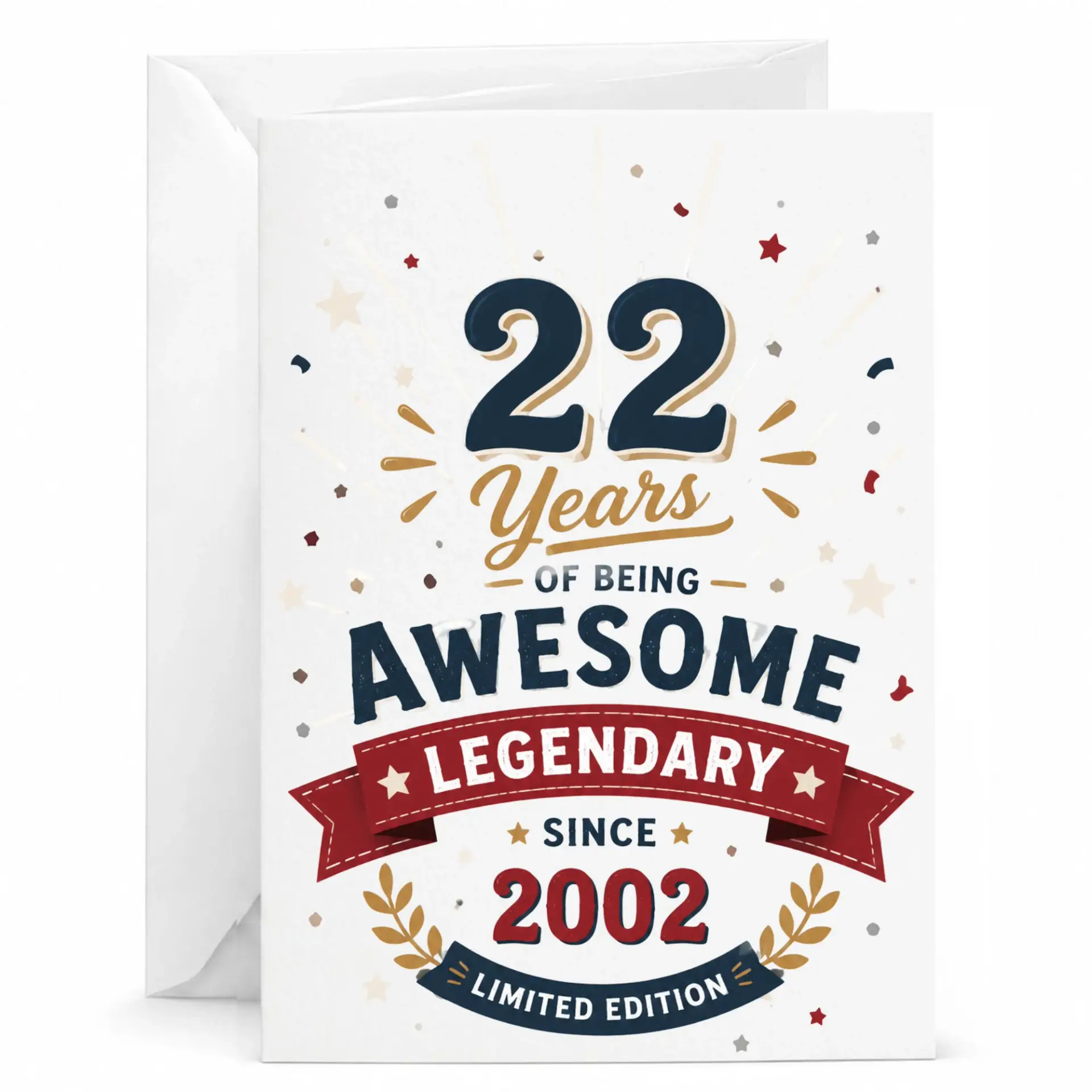 Birthday Card for 22nd Anniversary Milestone Featuring Awesome Legendary Since 2002 Limited Edition Vintage Style Design