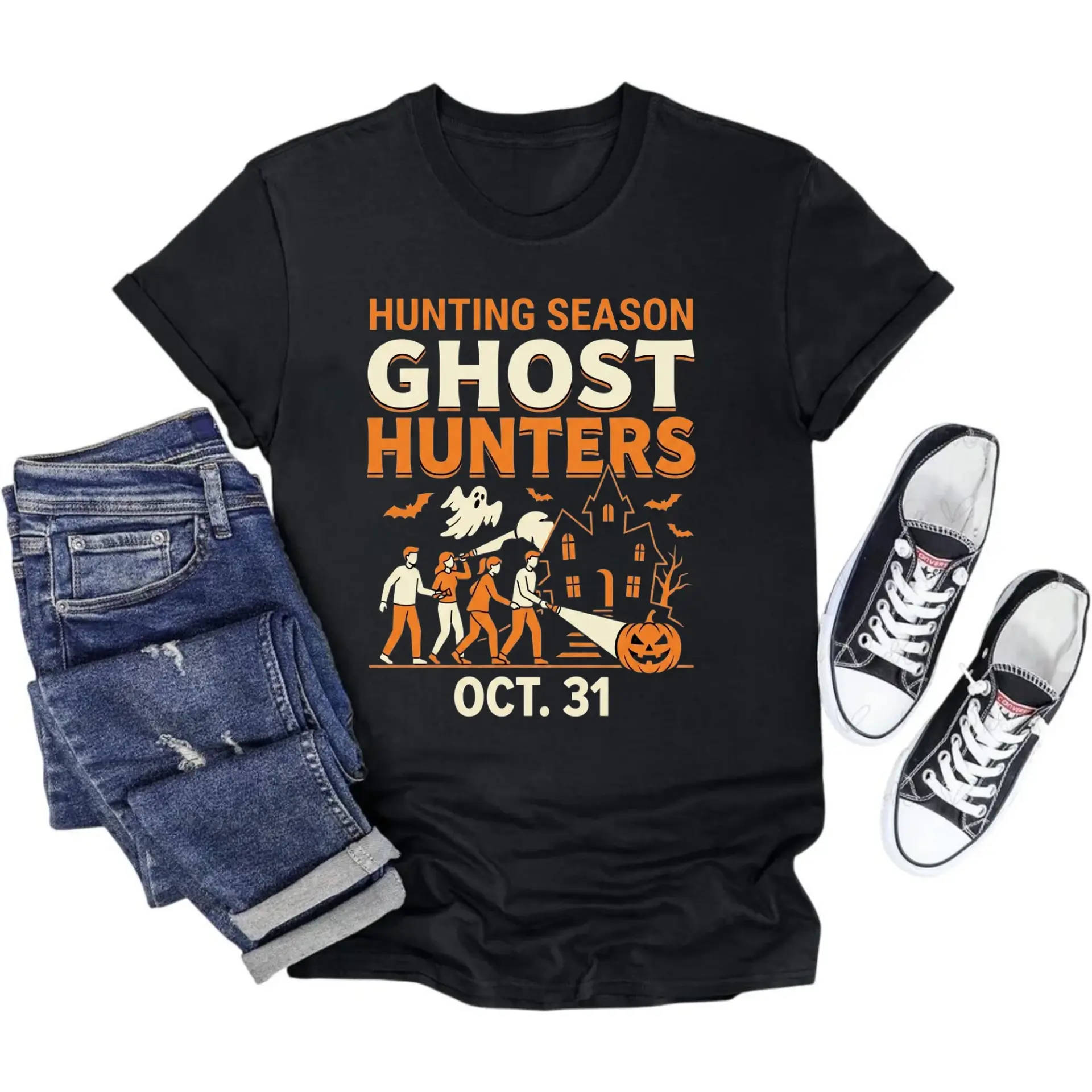 Funny Halloween Graphic Tee Unisex Crew Neck Shirt for Holiday Lovers and Casual Everyday Wear