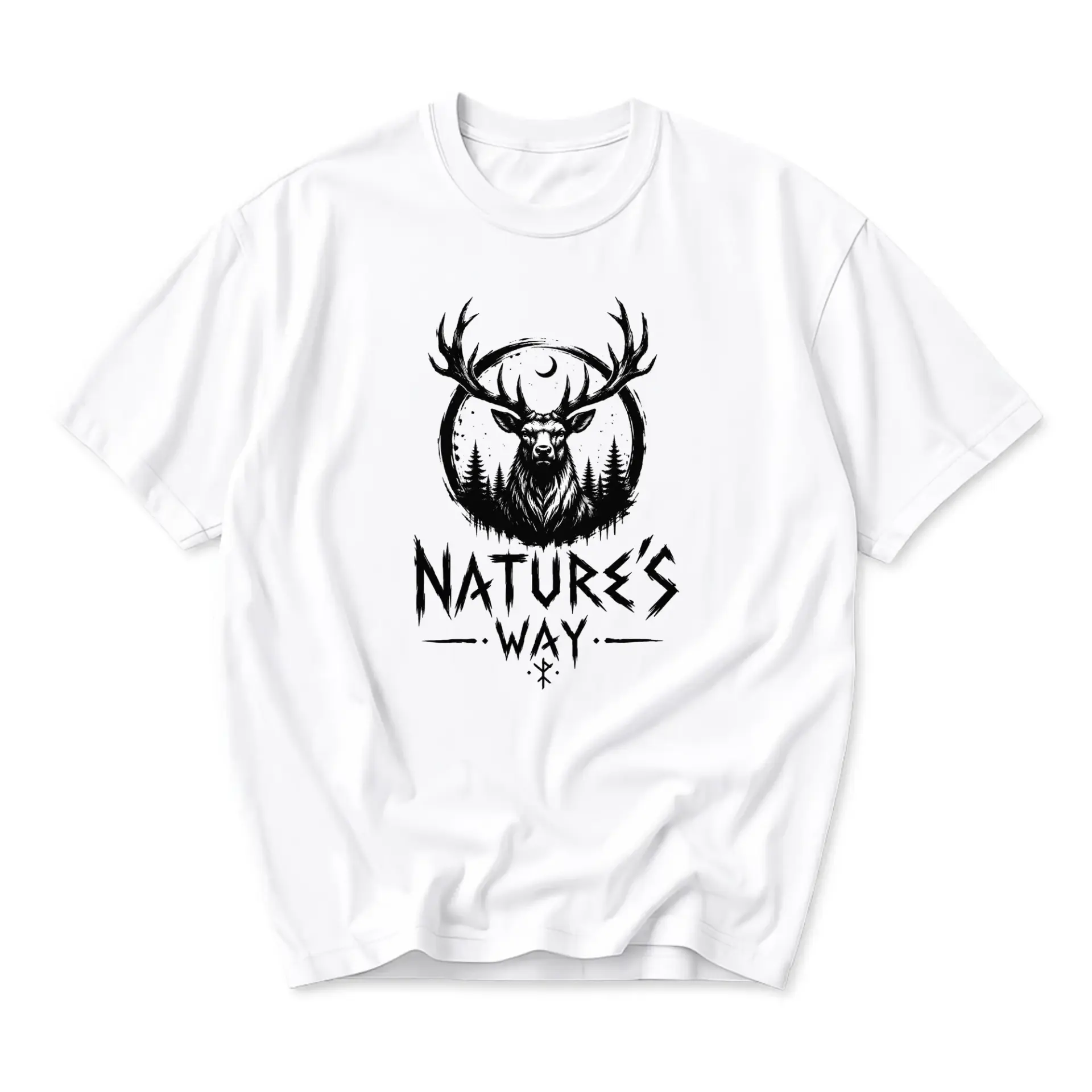 Graphic Tee Nature's Way Deer Forest Illustration Unisex Casual Crew Neck T-Shirt Outdoor Inspired Apparel