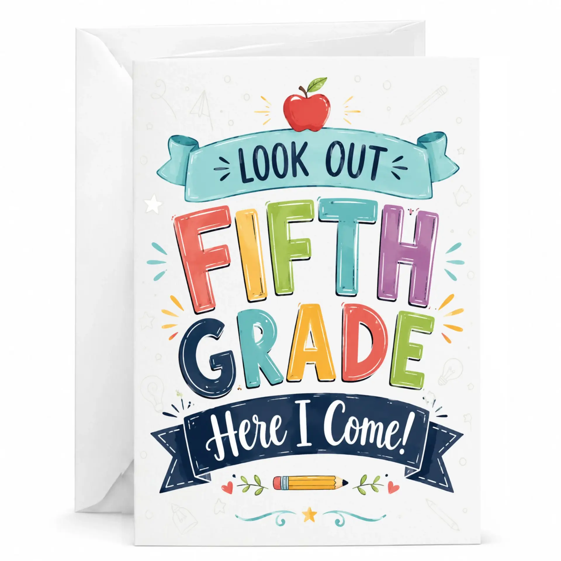 Greeting Card Fifth Here I Come Motivational Congratulations Note for Advancing Academic and