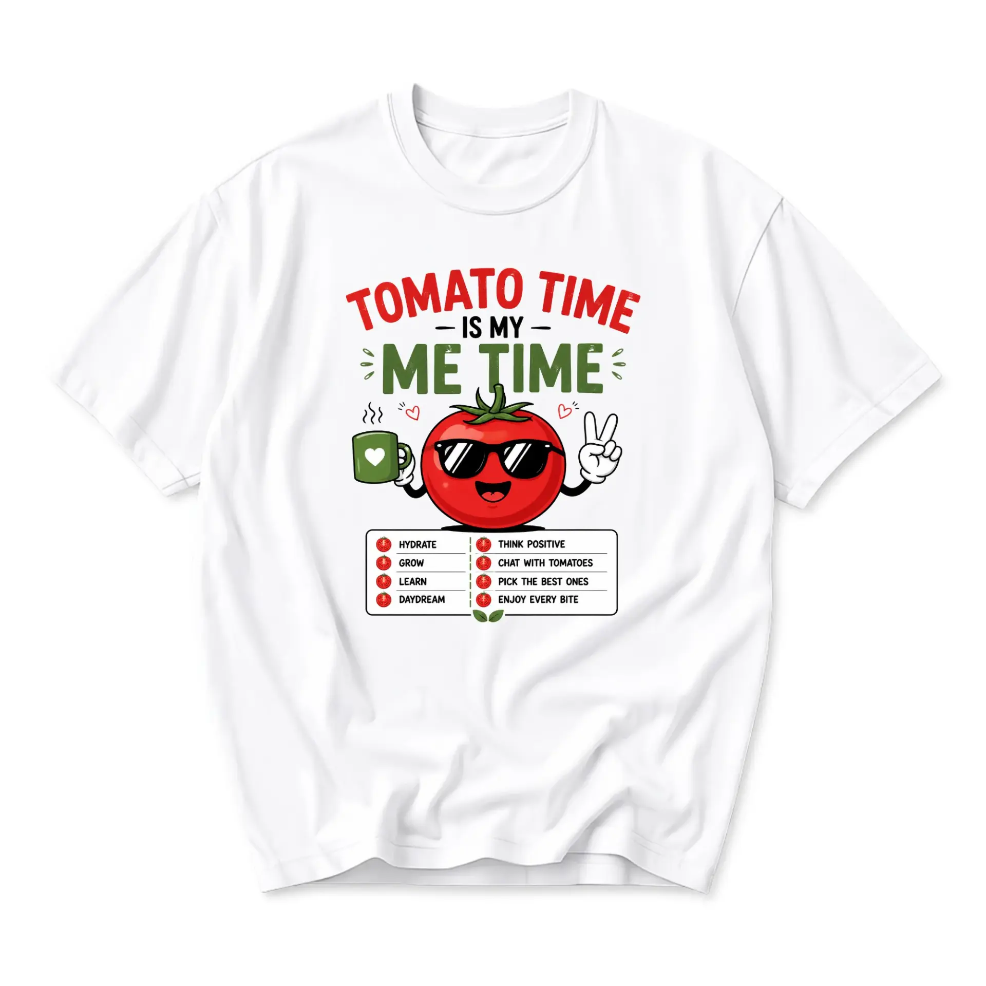 Funny Shirt Tomato Time Is My Graphic Tee Casual Unisex Crew Neck Short Sleeve Cotton Blend Apparel for Adults