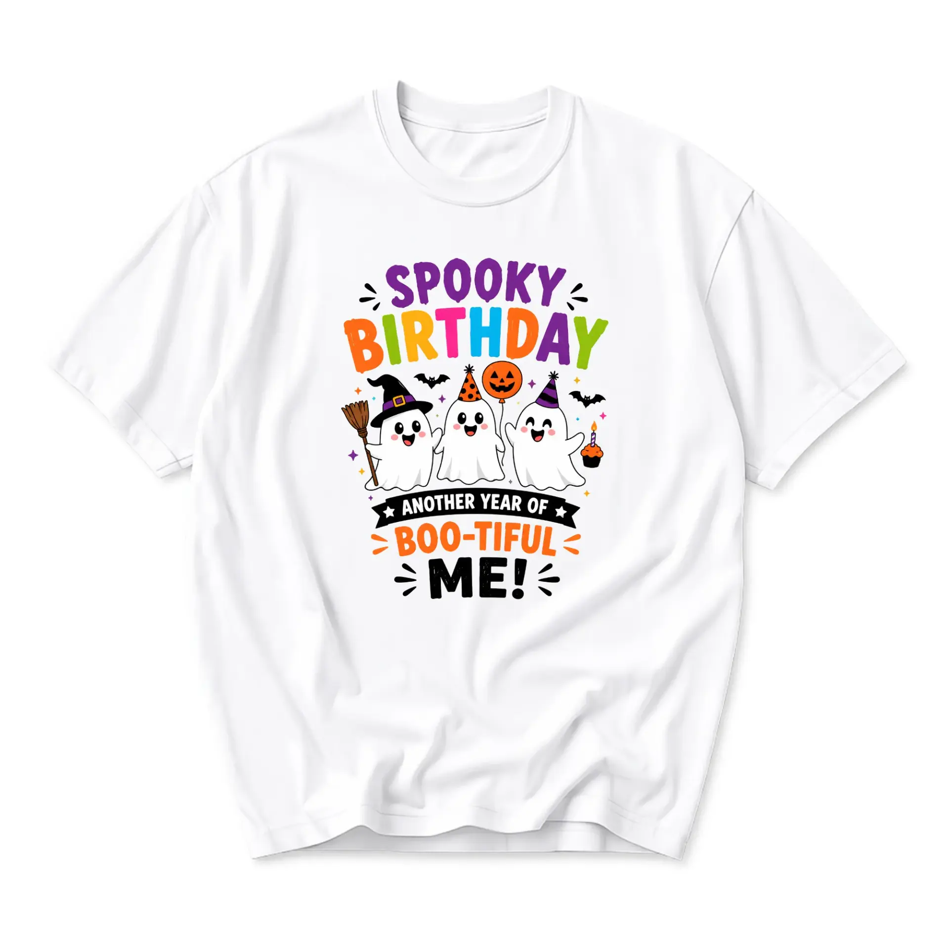 Funny Shirt Spooky Birthday Graphic Tee Another Year of Boo-Tiful Me Unisex Halloween Party Cotton Crew Neck T-Shirt