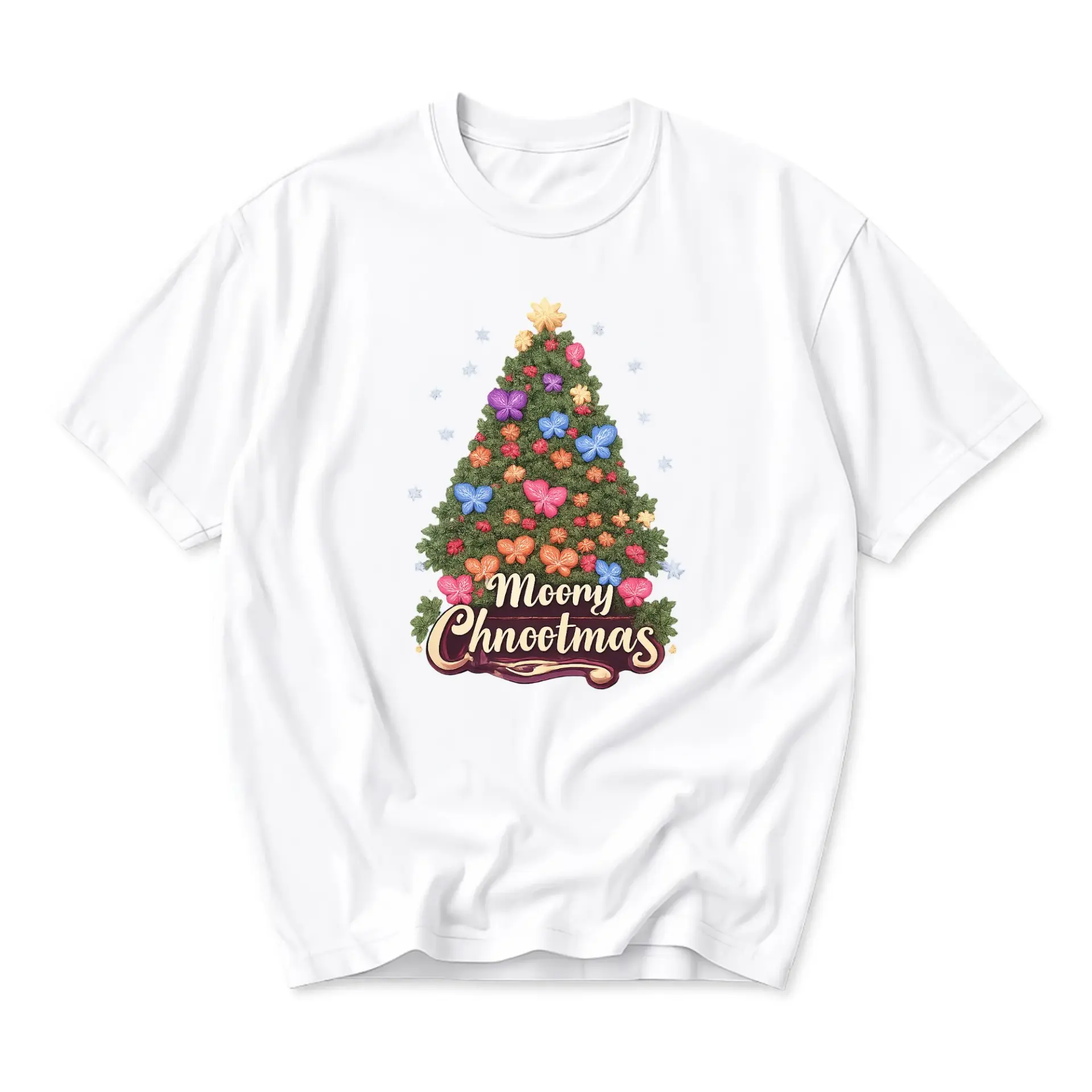 Graphic Tee Moony Chnootmas Butterfly Christmas Tree Shirt Unisex Crew Neck