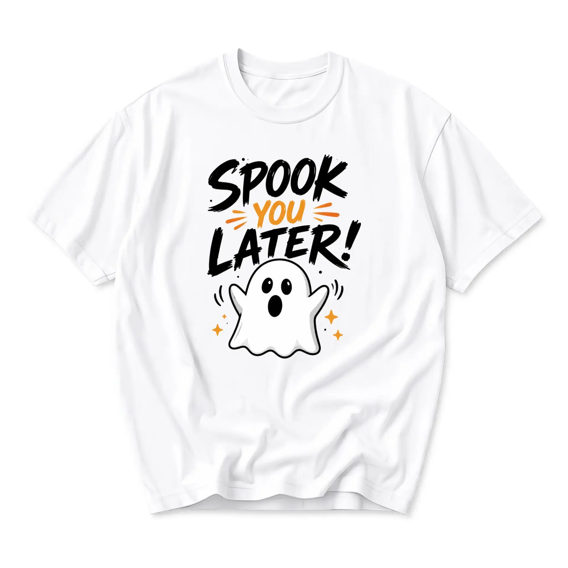 Graphic Tee Spook You Later Ghost Design Unisex Casual Crew Neck T-Shirt for Everyday Wear and Seasonal Style Fun