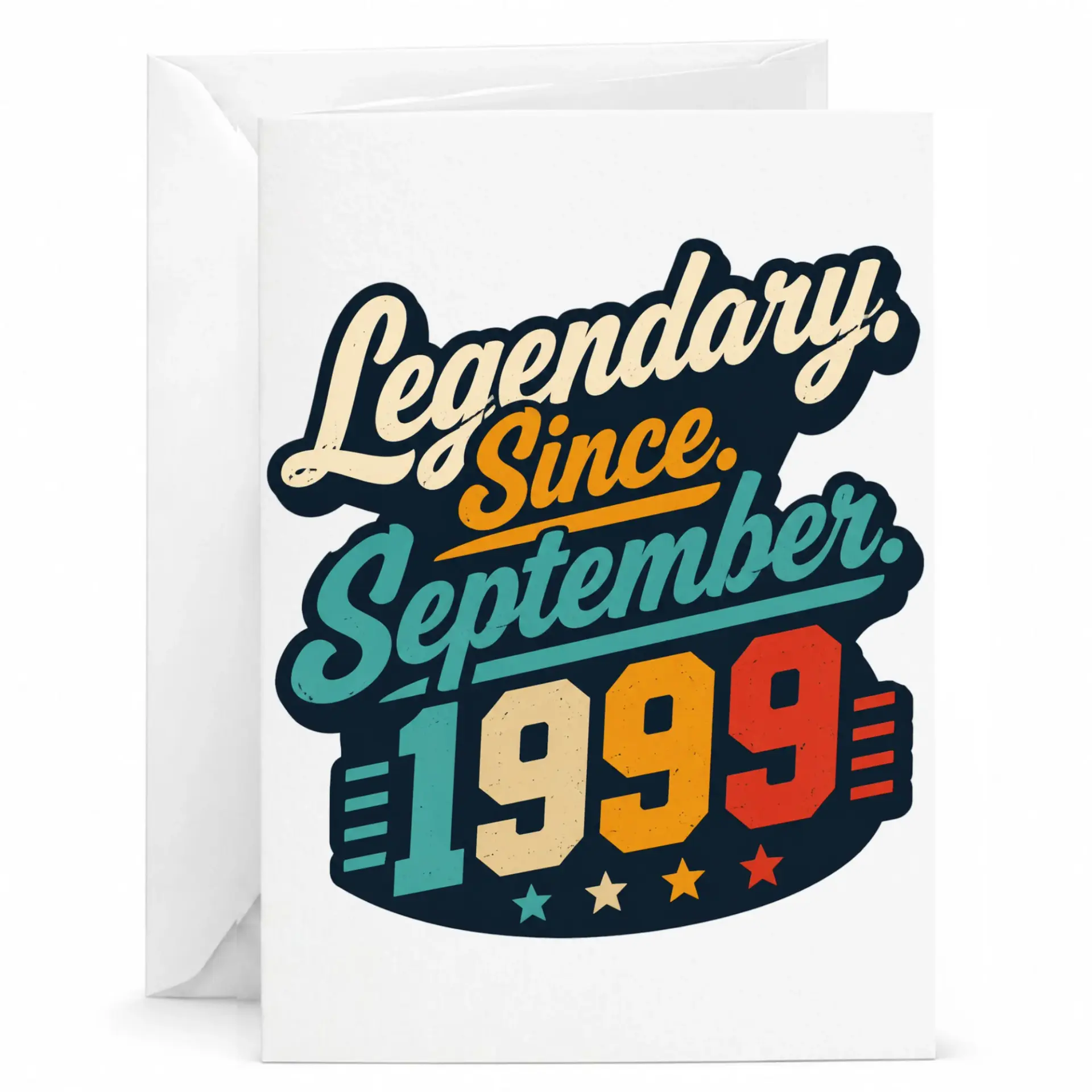 Birthday Card Legendary Since September 1999 Vintage Style Greeting Card for Milestone Birthday Celebration