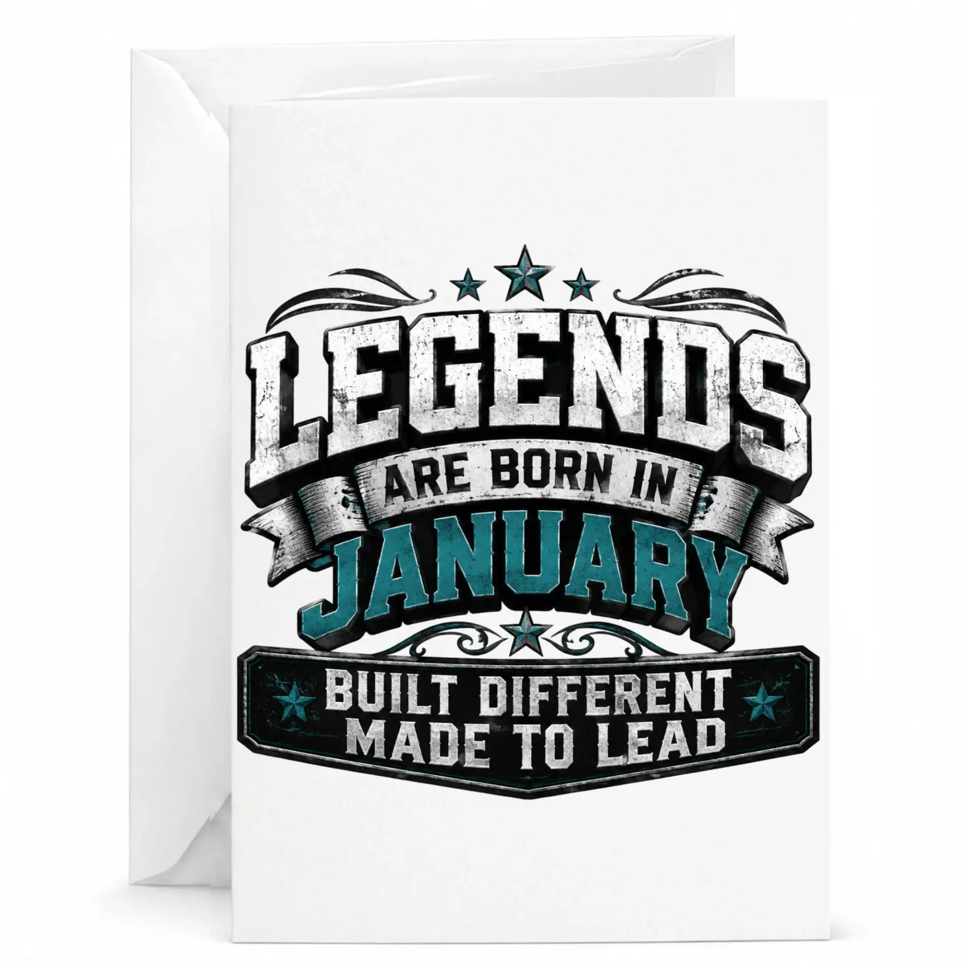 Birthday Card Legends Are Born in January Professional Motivational Design Printed Greeting Card with Envelope