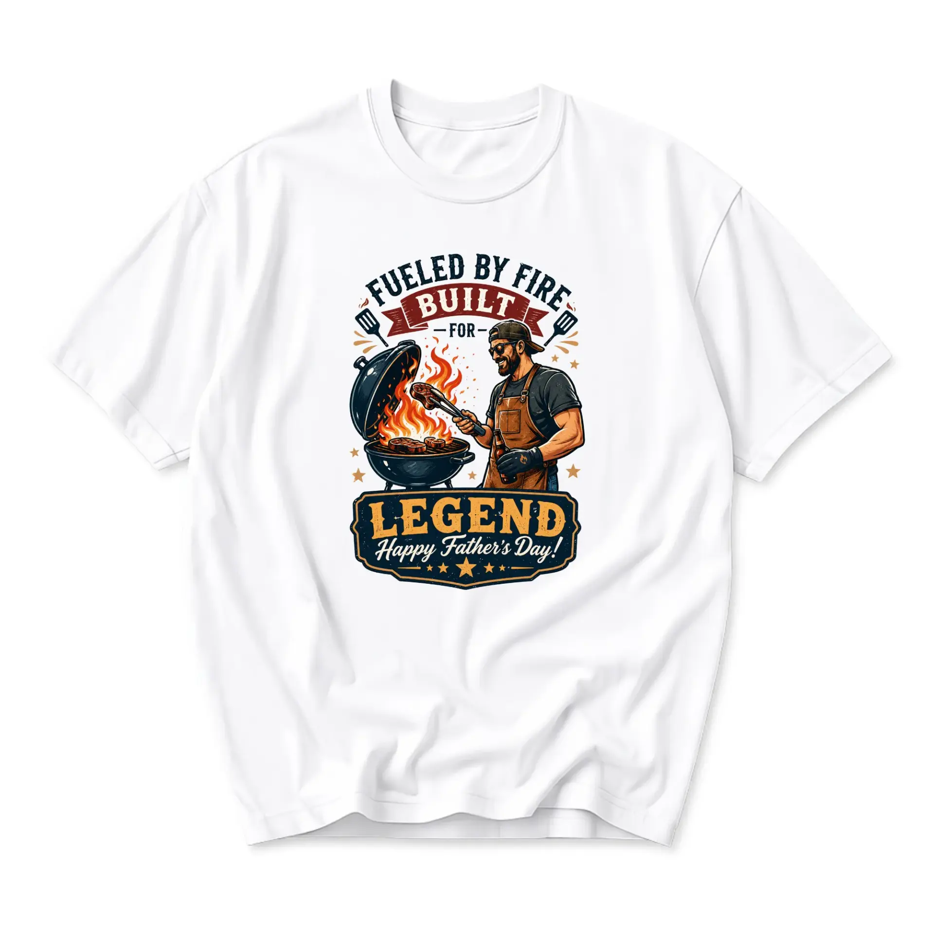Graphic Tee Fueled by Built for Legend Happy Father Day Casual Unisex Cotton Blend Short Sleeve Crew Neck Top