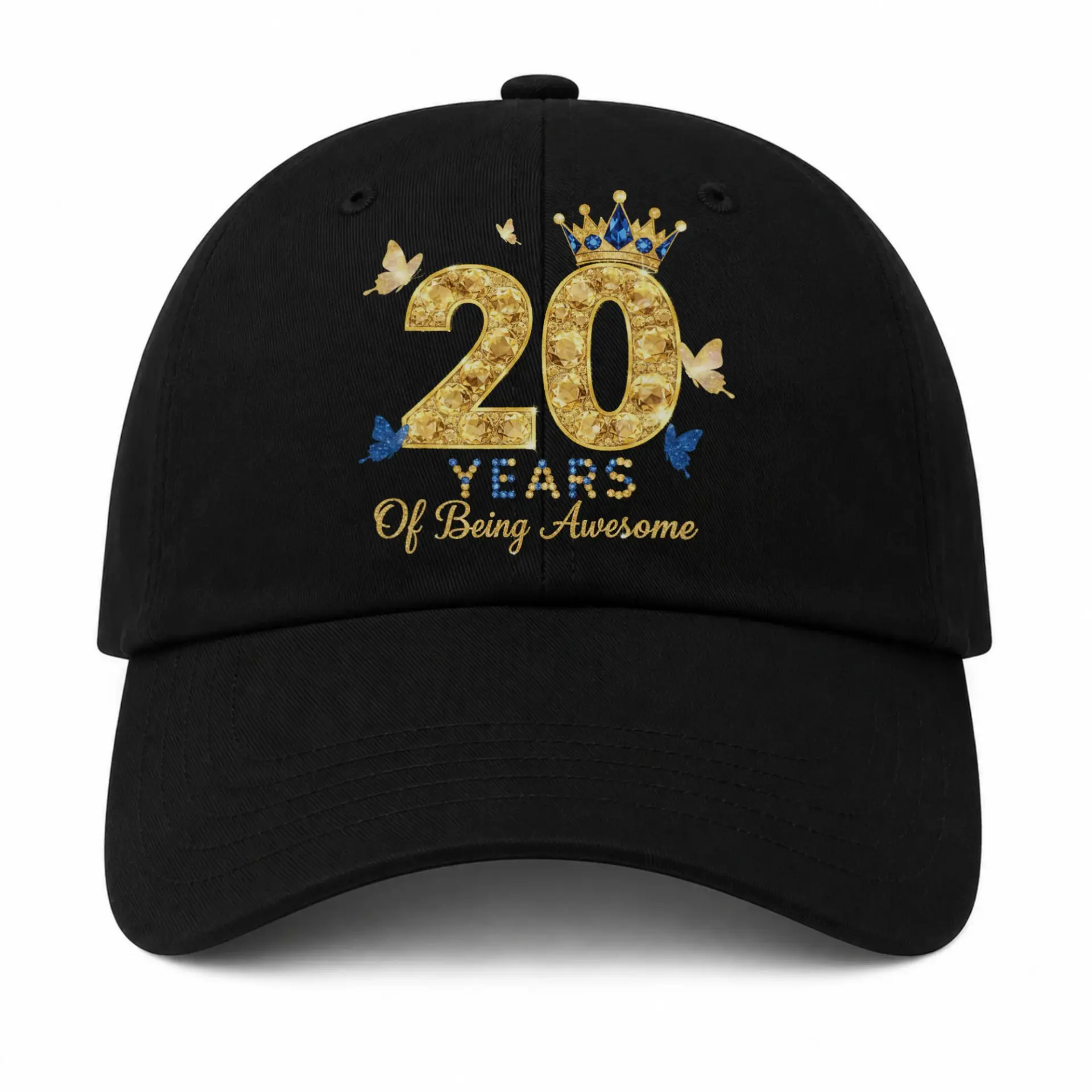 Vinyl Sticker Pack 20 Years of Being Awesome Gold Crown Butterfly Design Waterproof Decals for Laptops and Journals