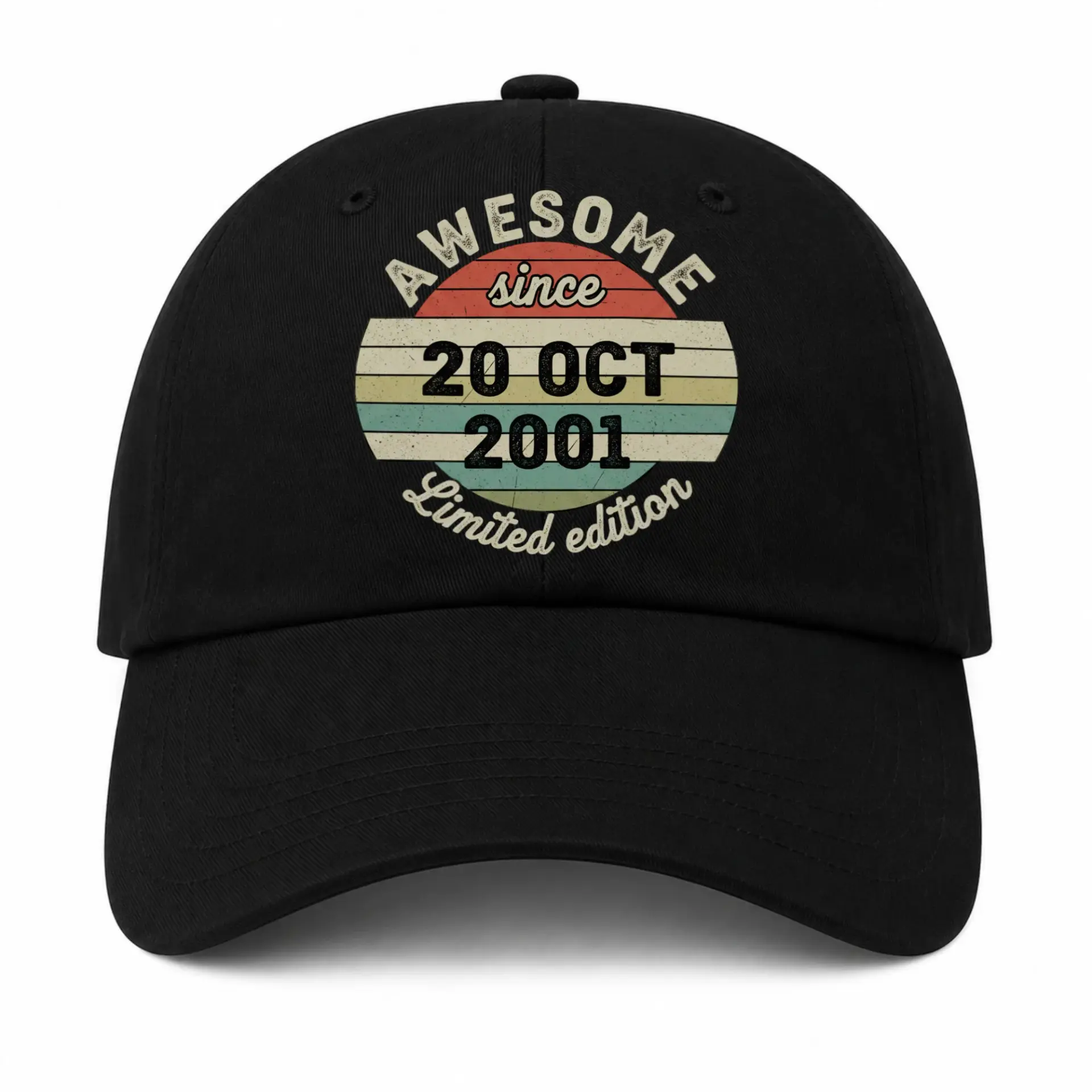 Baseball Cap Awesome Since October 2001 Retro Sunset Graphic Dad Hat