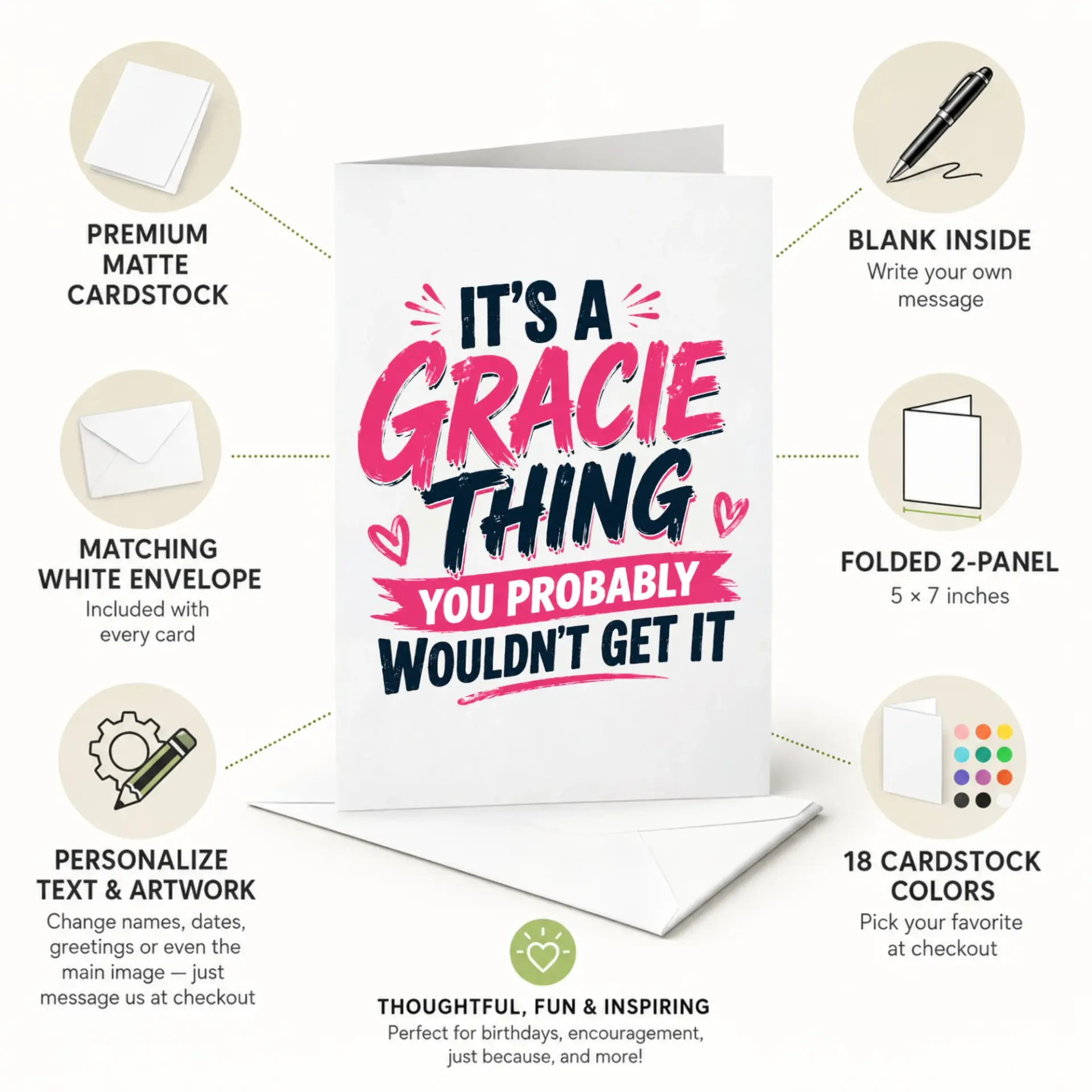 Funny Greeting Card It Is a Gracie Thing You Probably Wouldnt Get It Personalized Name Custom Stationery