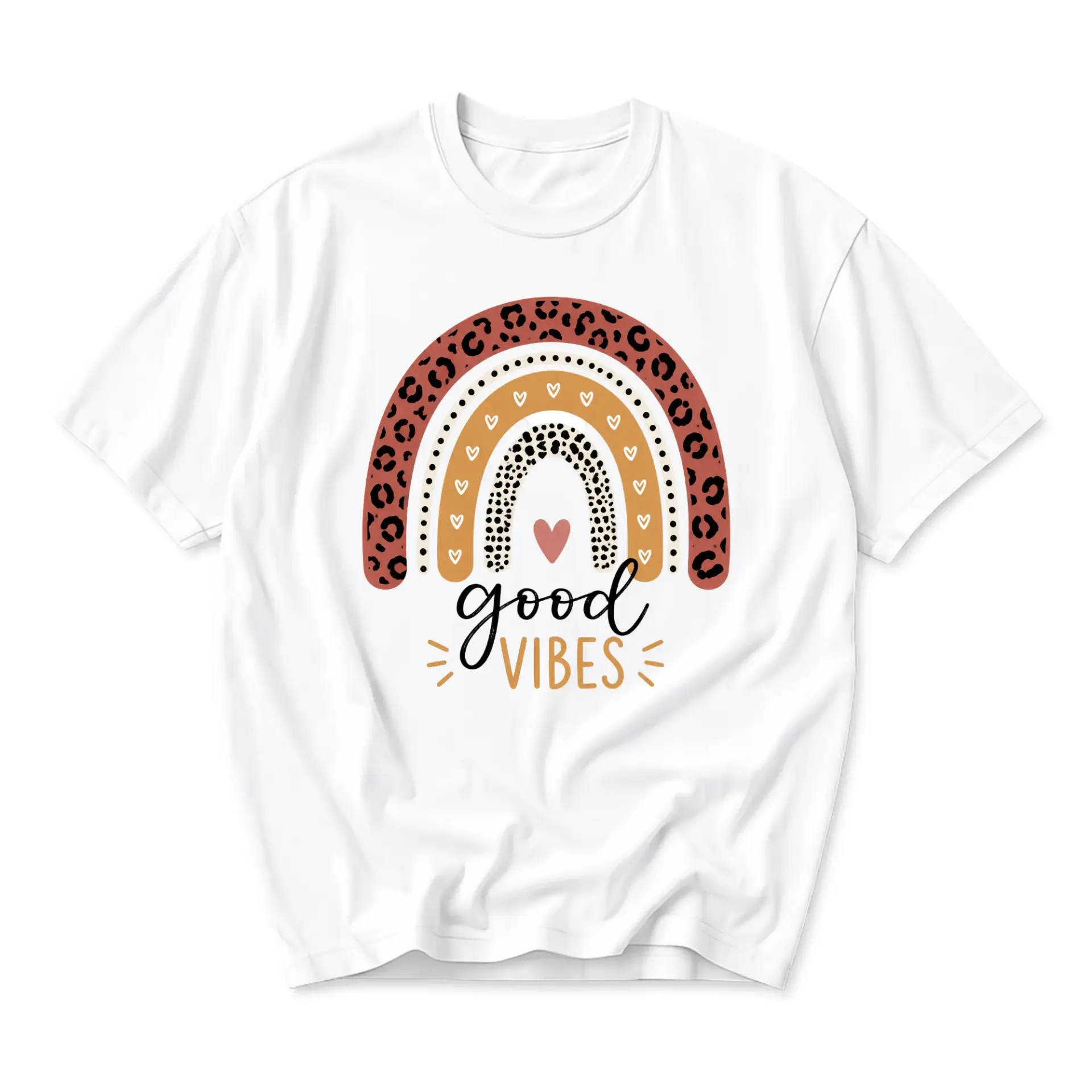 Graphic Tee Rainbow Print Unisex Cotton Blend Crew Neck Casual Summer Short