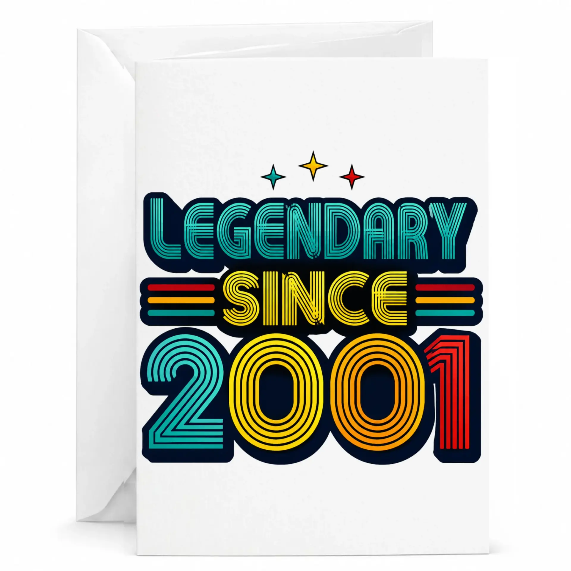Birthday Card Legendary Since 2001 Funny Retro Style Vintage Aesthetic Greeting Card for Milestone Celebration 5x7 Inch