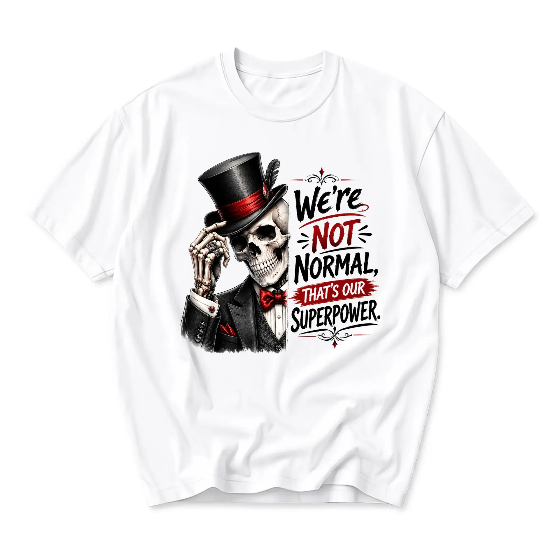 Graphic Tee Unisex Crew Neck T-Shirt Featuring Skeleton Gentleman Design with Inspiring Slogan for Casual Everyday Wear