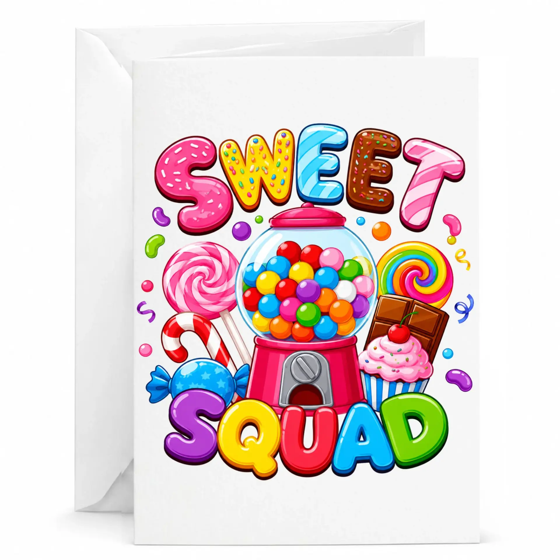 Birthday Card Sweet Squad Colorful Candy Themed Greeting