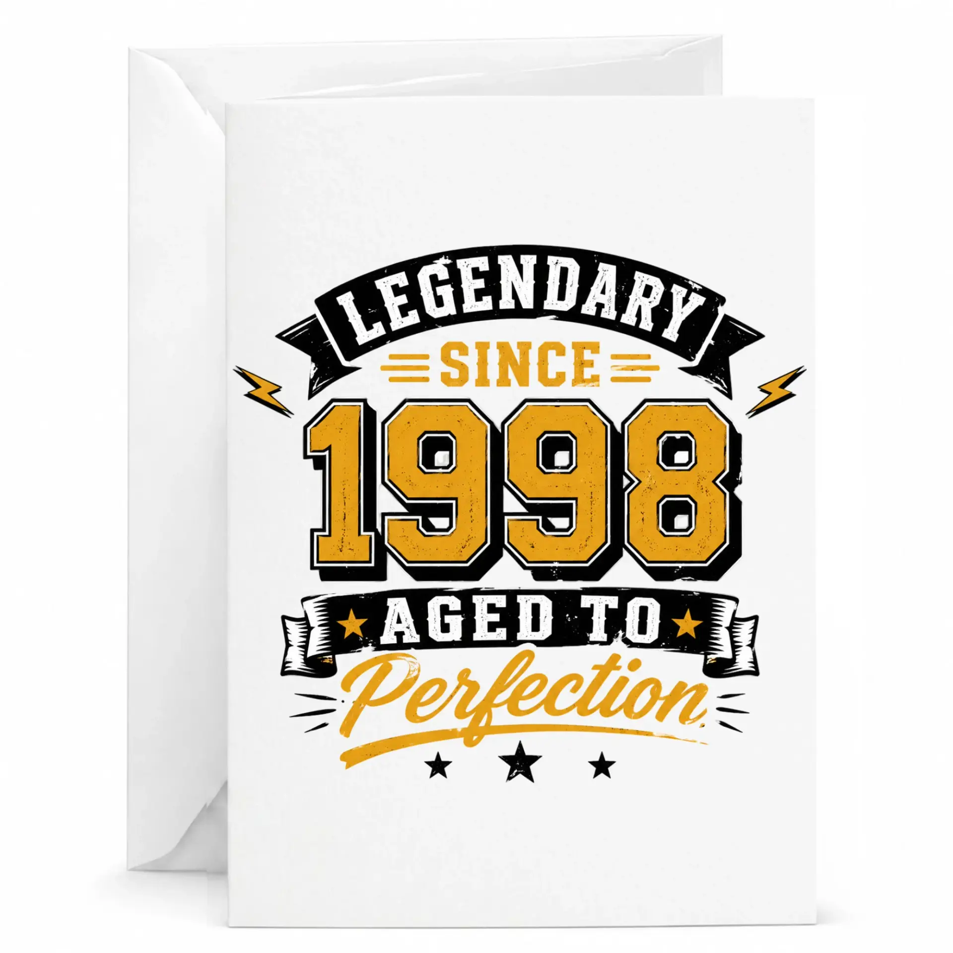Greeting Card Legendary Since 1998 Aged to Perfection Vintage Style Design Birthday Card for Milestone Celebration
