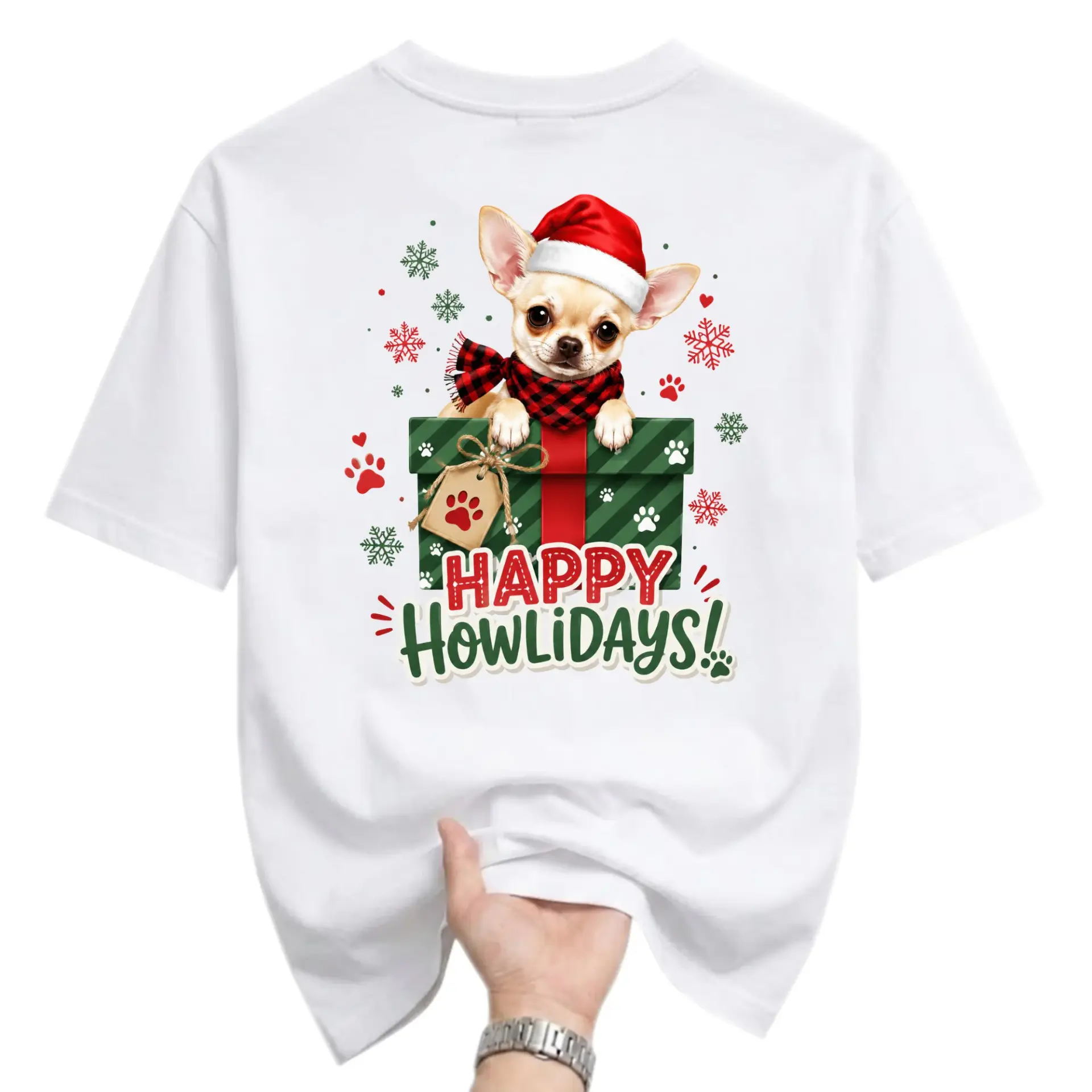 Funny Shirt Happy Howlidays Chihuahua Christmas Graphic Tee Unisex Casual