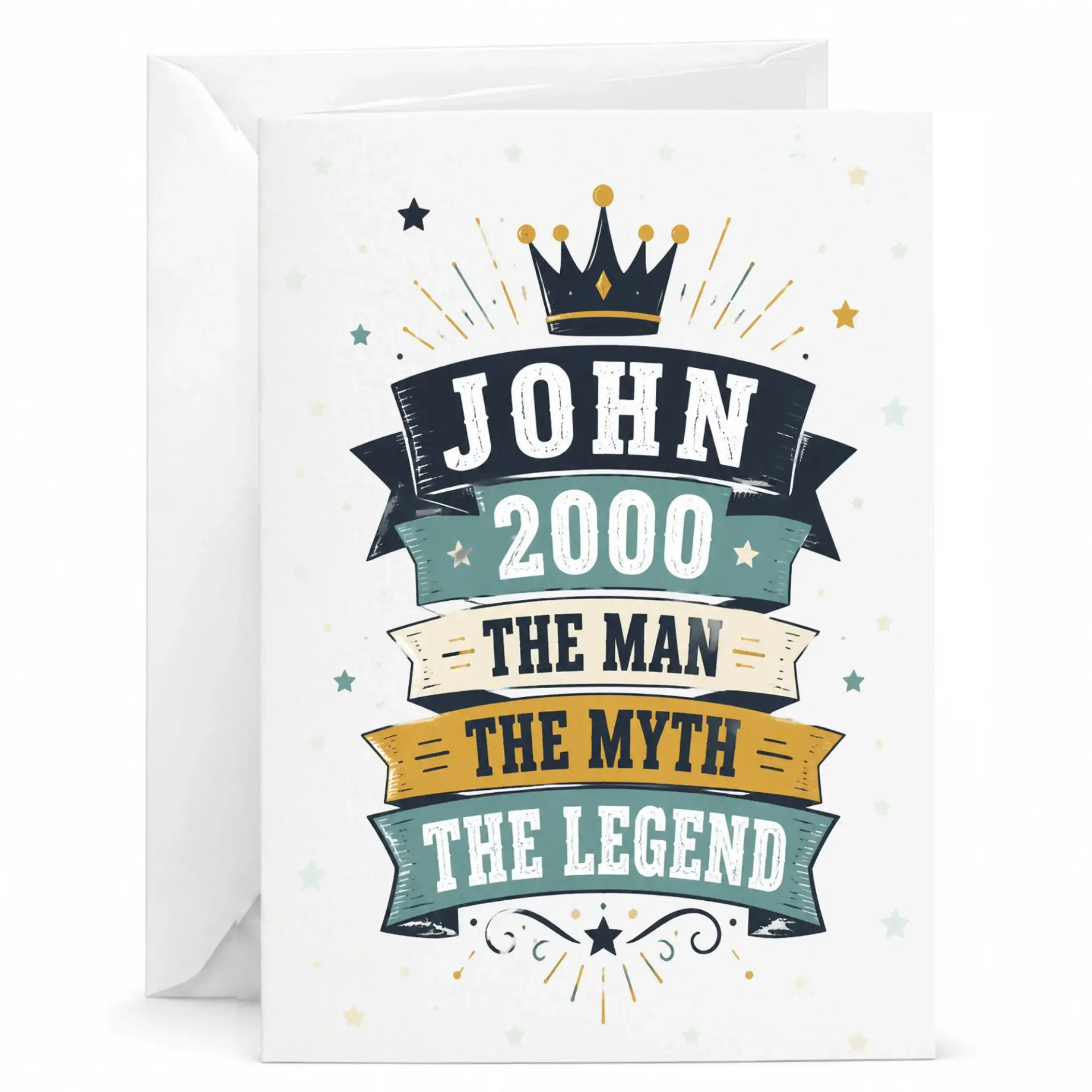 Birthday Card for Him Funny Greeting Card Featuring the Man the Myth the Legend Design for John Born in 2000