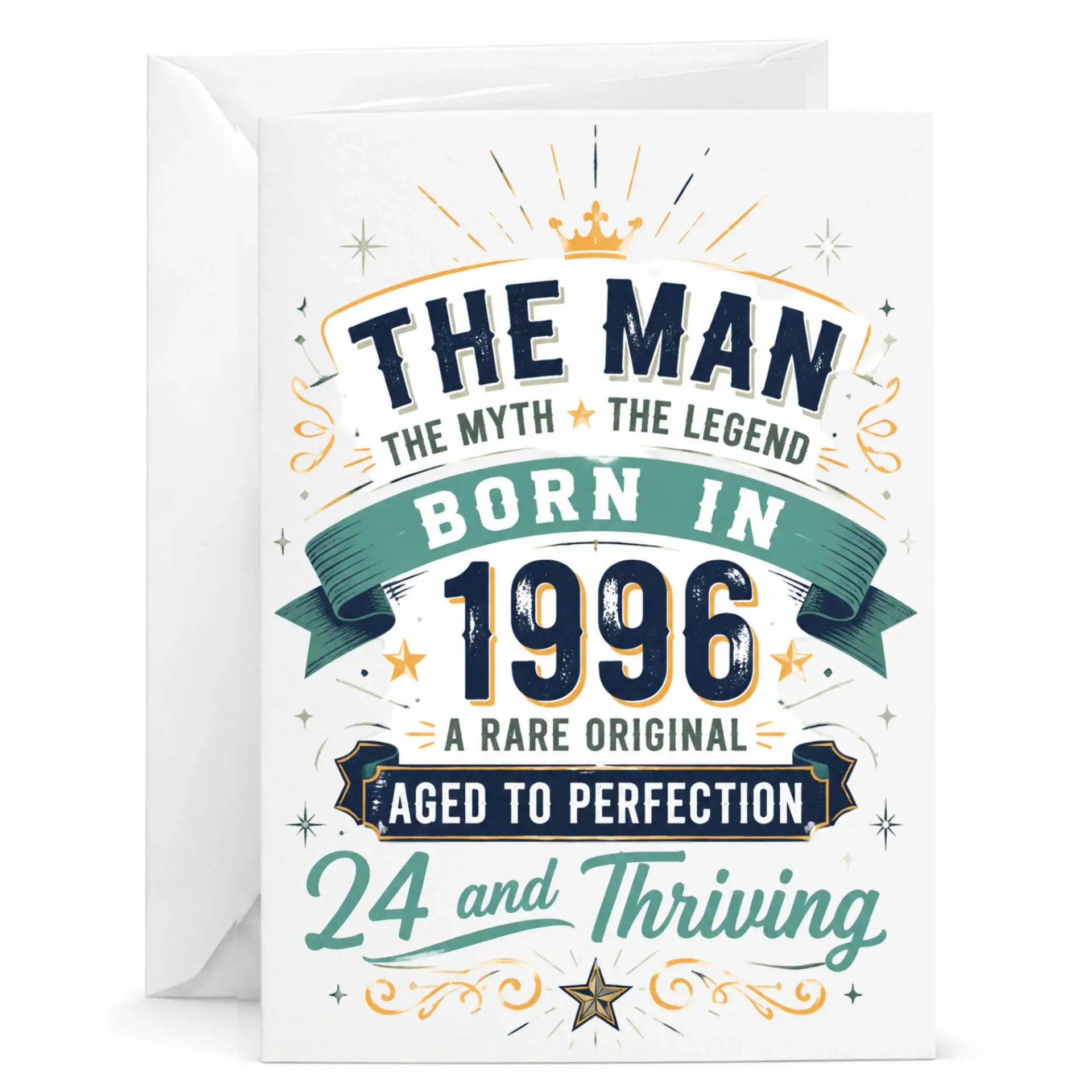 Birthday Card Born in 1996 the Man the Myth the Legend Greeting Card for Milestone Year of Birth Celebration