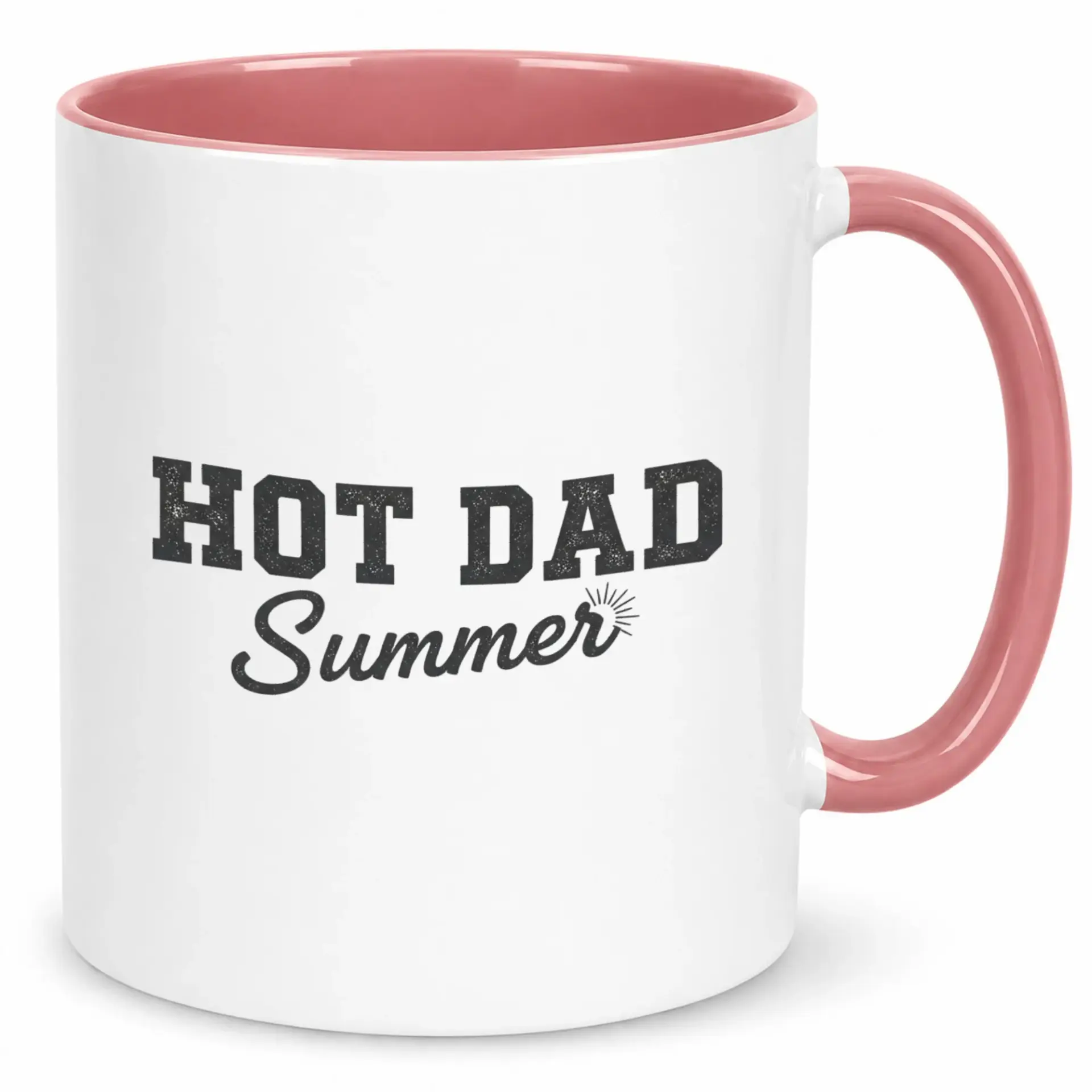 Funny Coffee Mug for Dads, White Ceramic Novelty Beverage Cup with Pink Handle, Humorous Hot Dad Summer Drinkware Gift for Fathers, Husbands
