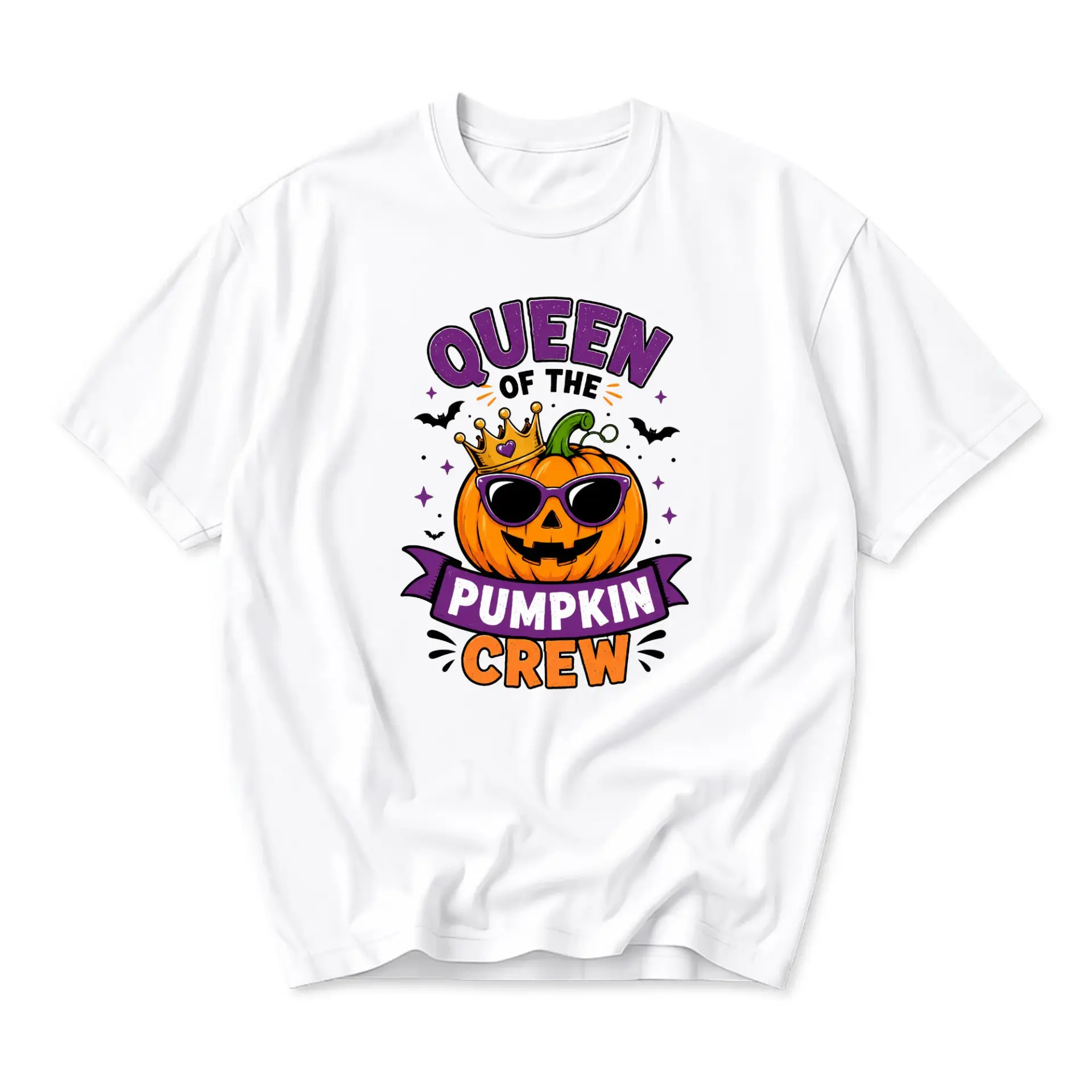 Funny Shirt Queen of the Pumpkin Crew Graphic Tee Unisex Casual Apparel for Seasonal Holidays and Everyday Style