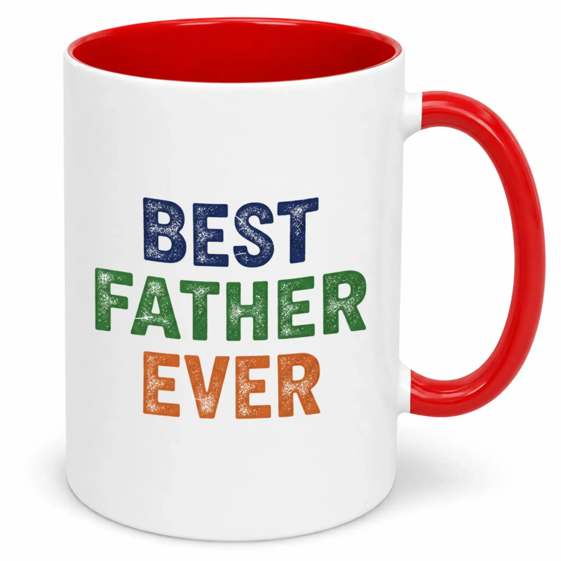Best Father Ever Coffee Mug Gift for Dad 11oz or 15oz White Ceramic Cup with Red Interior and Comfortable C-Handle Lovers