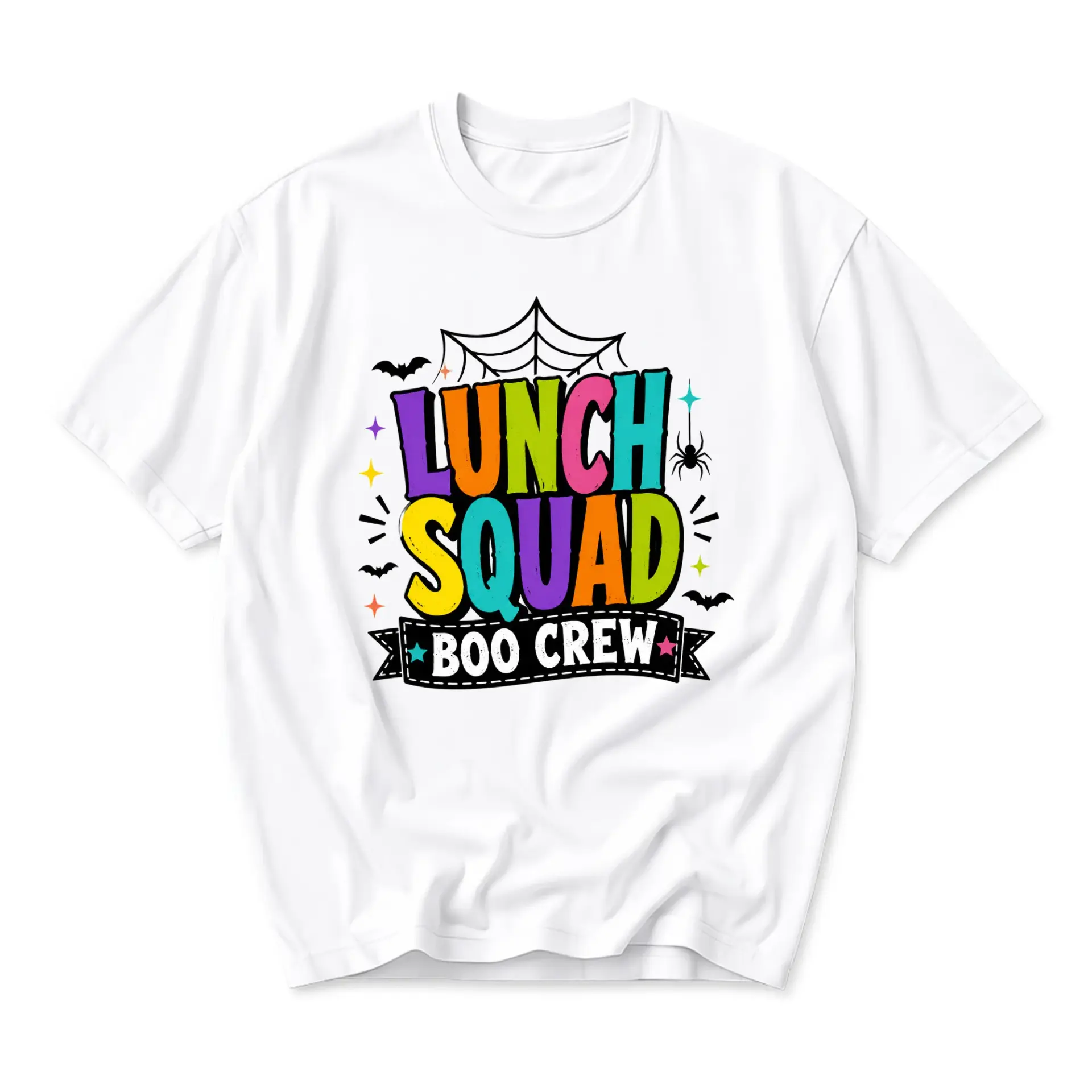 Graphic Tee Lunch Squad Boo Crew Halloween Shirt Unisex Casual Crew Neck Comfortable Cotton Blend Everyday Apparel