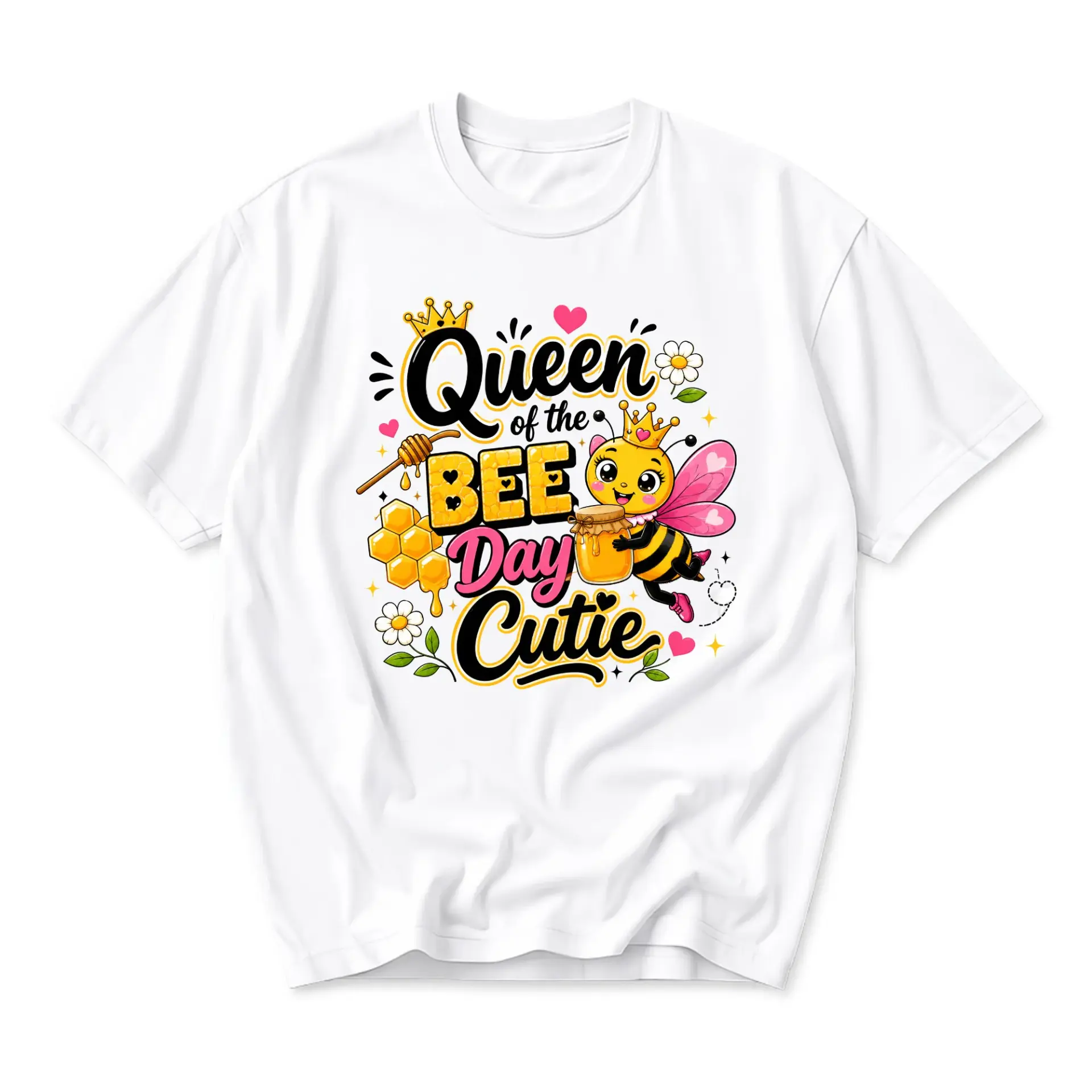 Funny Shirt Queen of the Bee Day Graphic Tee Unisex Crew Neck Apparel for
