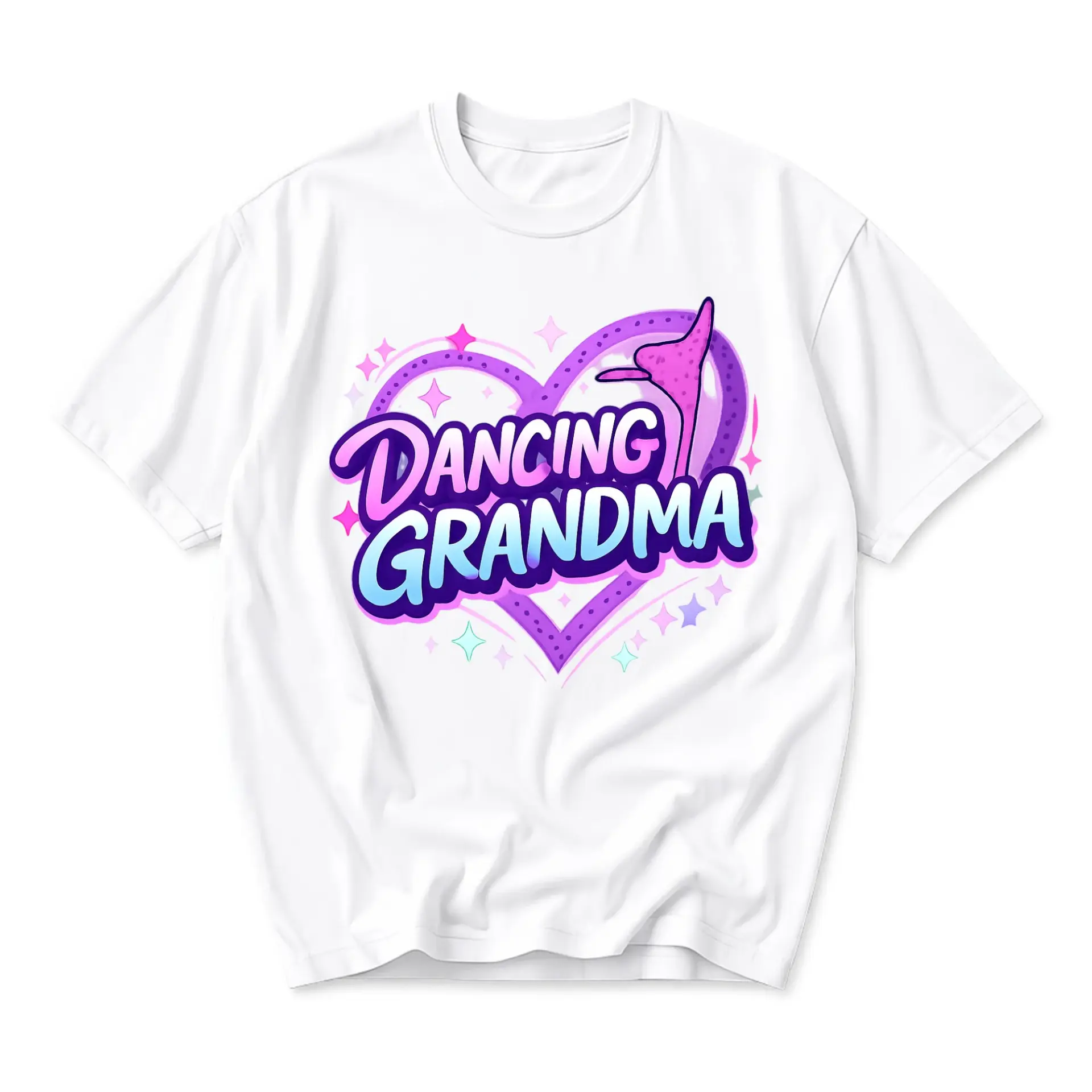 Graphic Tee Dancing Grandma Design Casual Unisex Crew Neck Shirt Comfortable Cotton Blend Everyday Apparel White