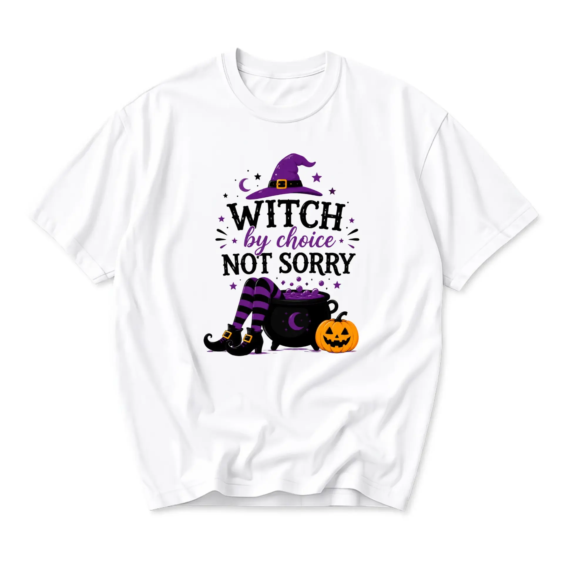 Funny Shirt Witch by Choice Not Sorry Graphic Tee Seasonal Fall Aesthetic Unisex Crew Neck Casual Cotton Top