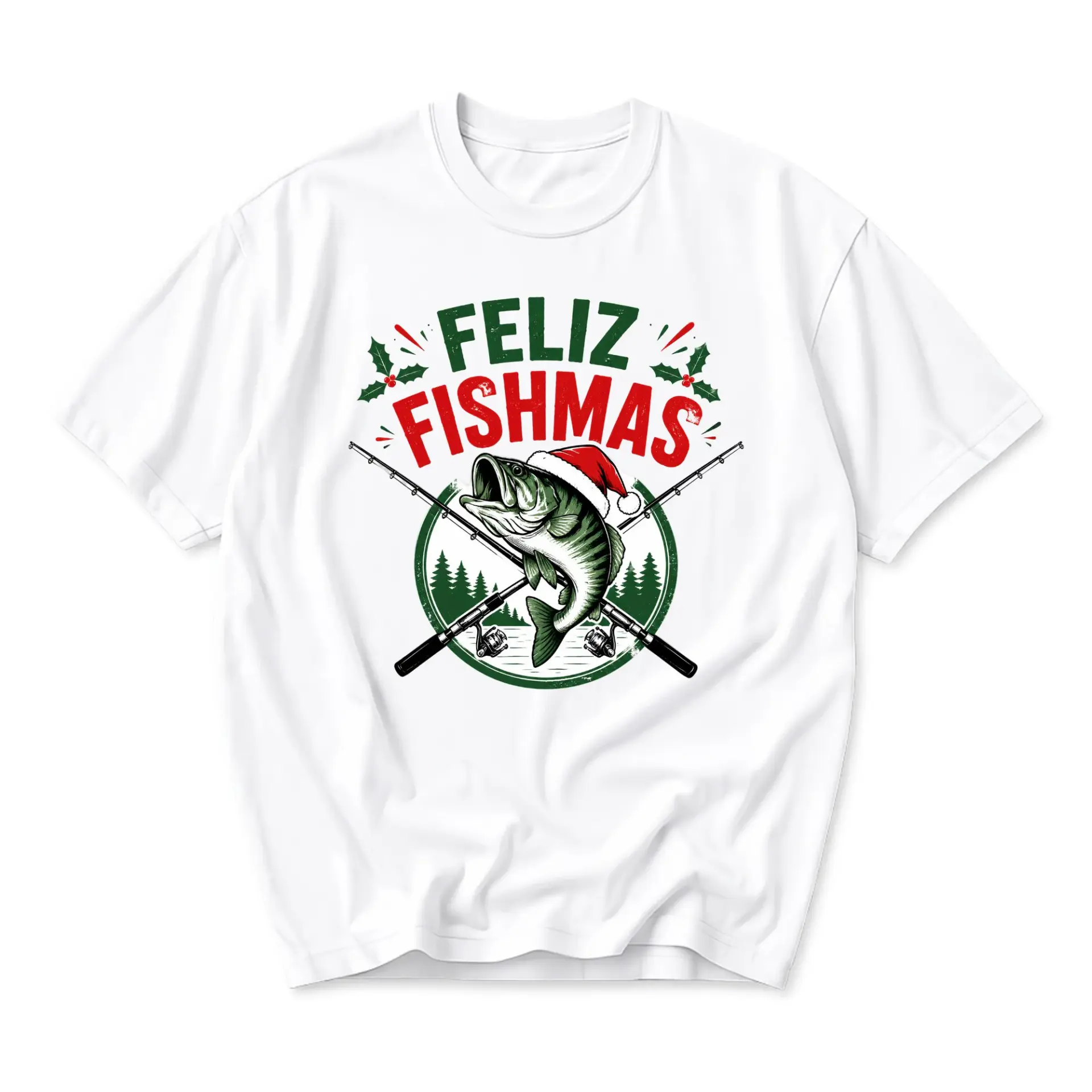 Funny Shirt Feliz Fishmas Holiday Fishing Graphic Tee Unisex Short Sleeve