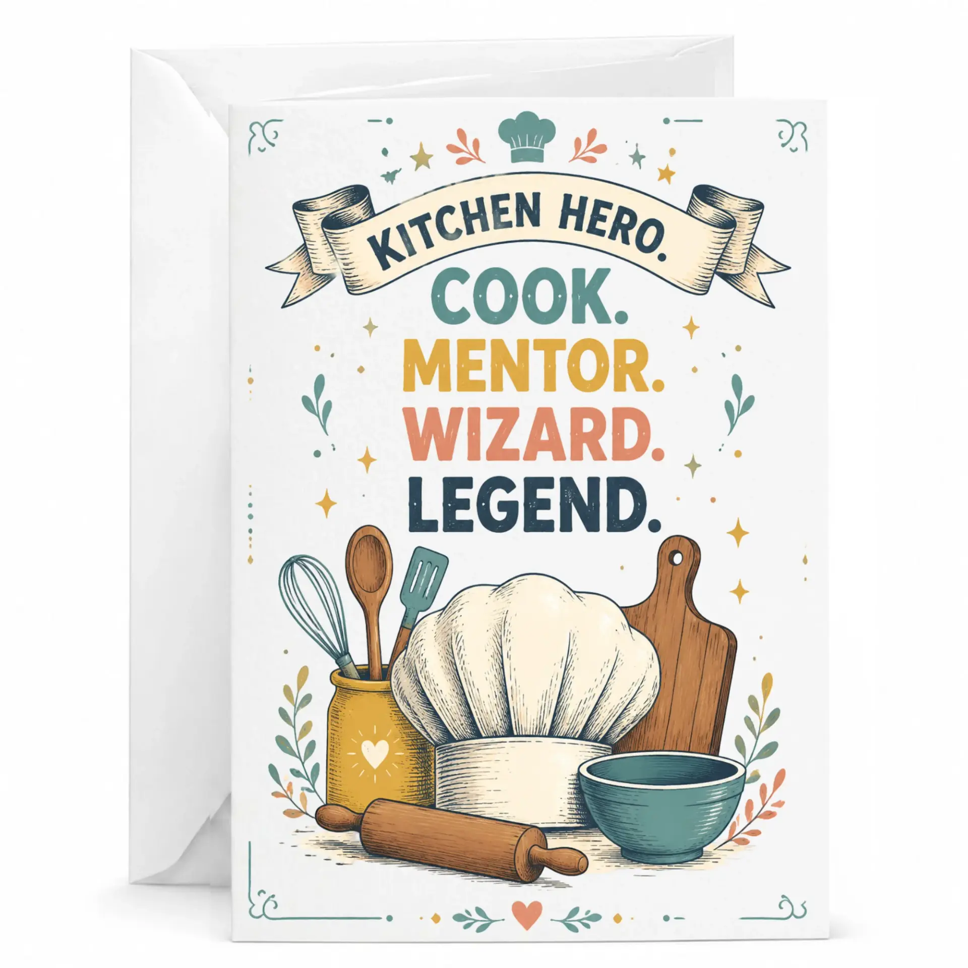 Kitchen Hero Greeting Card for Cook Mentor Wizard Legend Cooking Gift and Appreciation Note for Culinary Experts
